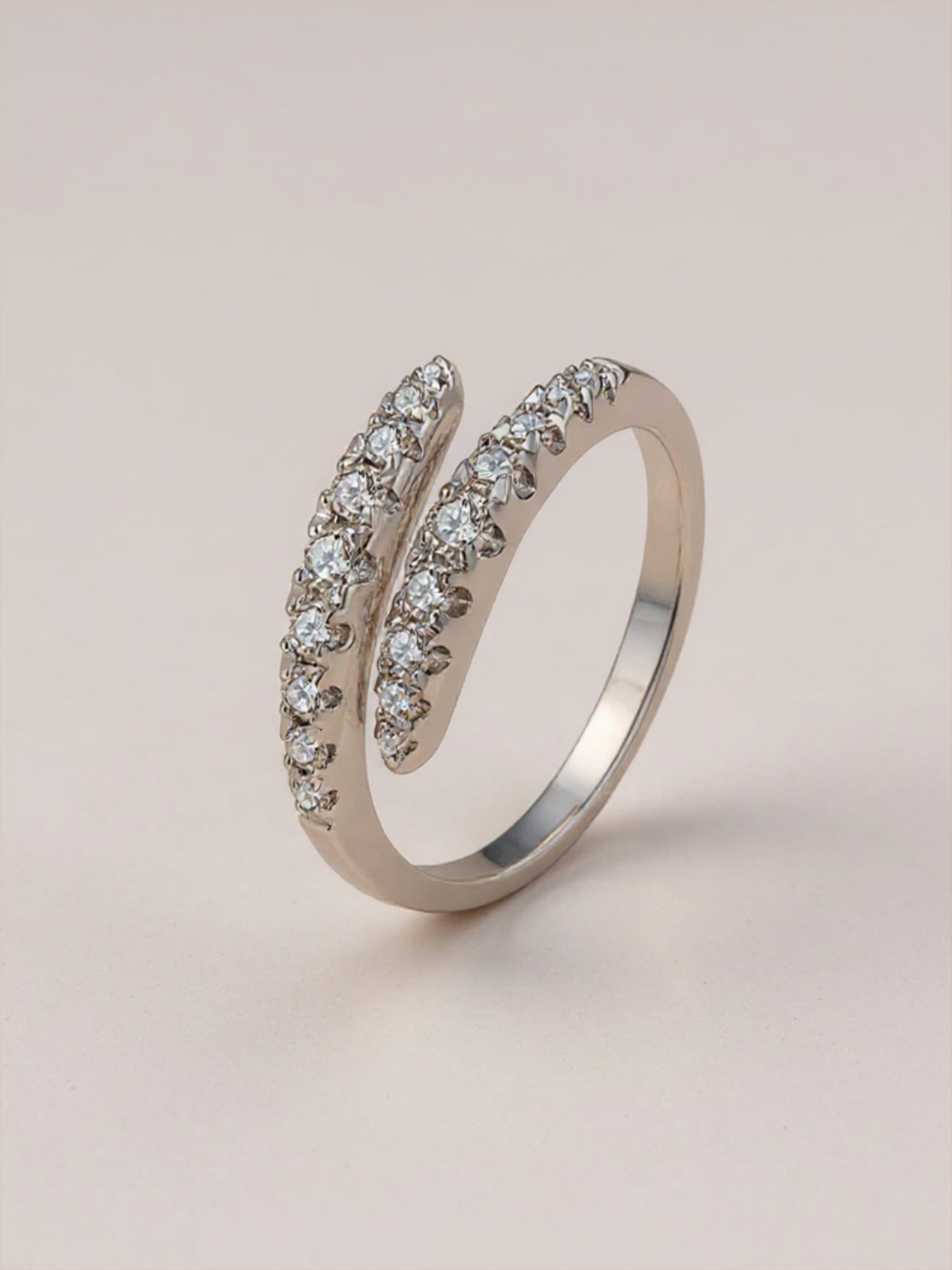 925 Sterling Silver Moissanite Bypass Ring