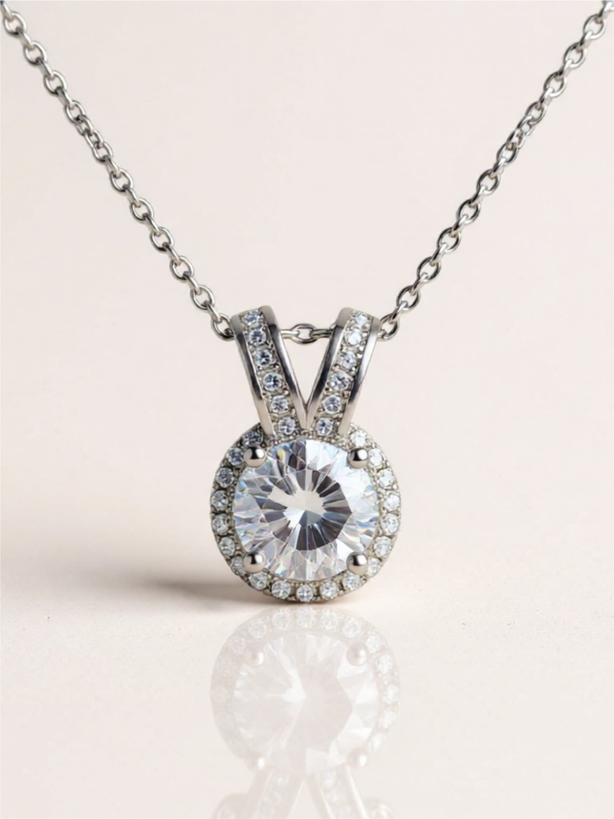 1 Carat Moissanite 925 Sterling Silver Pendant Necklace