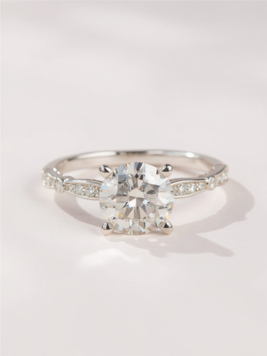 1.5 Carat Moissanite Sterling Silver Side Stone Ring