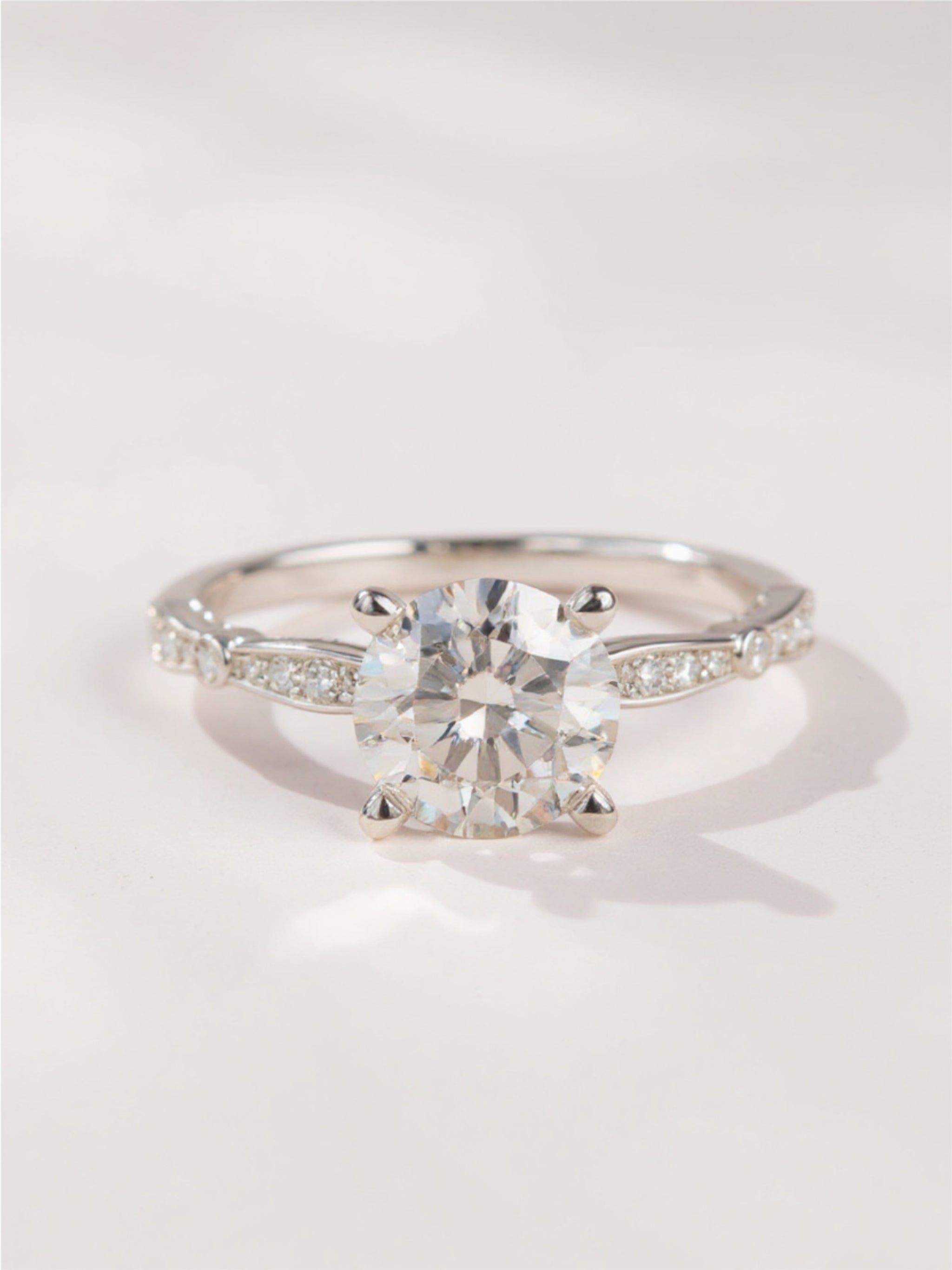 1.5 Carat Moissanite Sterling Silver Side Stone Ring