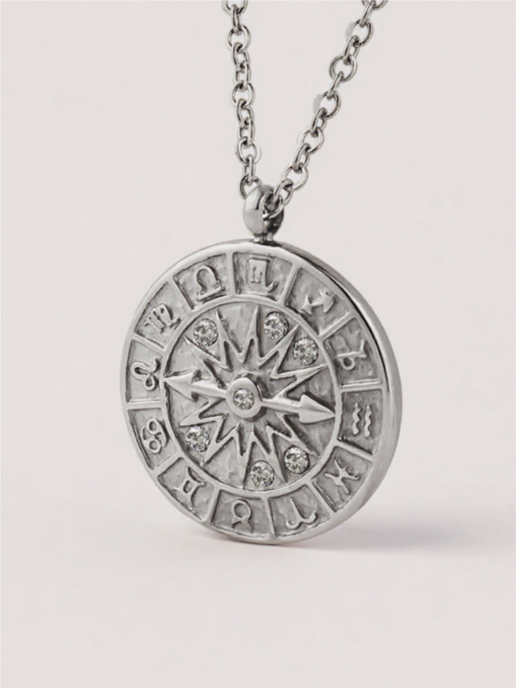 Gold CZ Titanium Steel Timepiece Shape Necklace