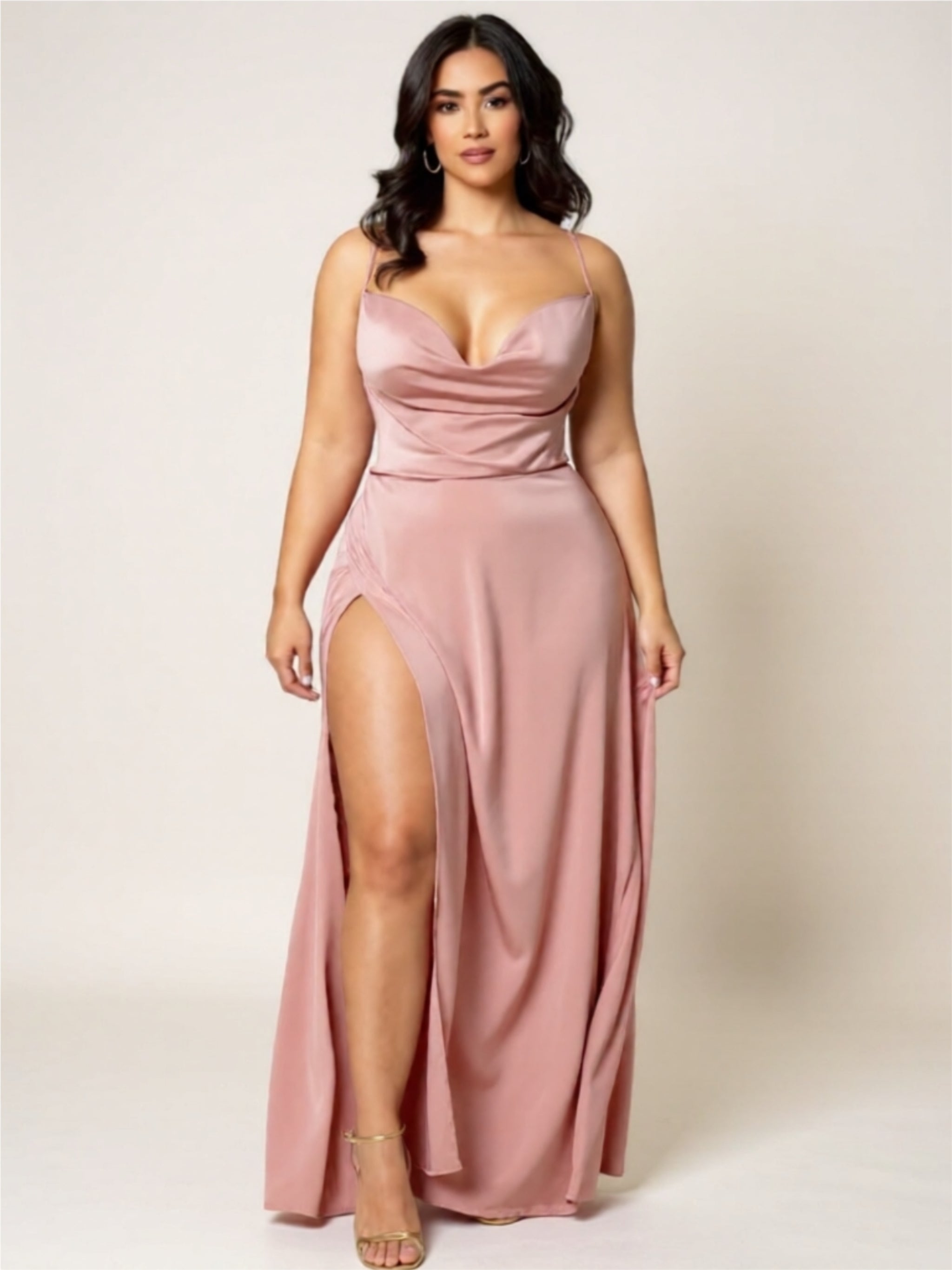 Sexy Spaghetti Strap Maxi Dress – High Slit Evening Gown