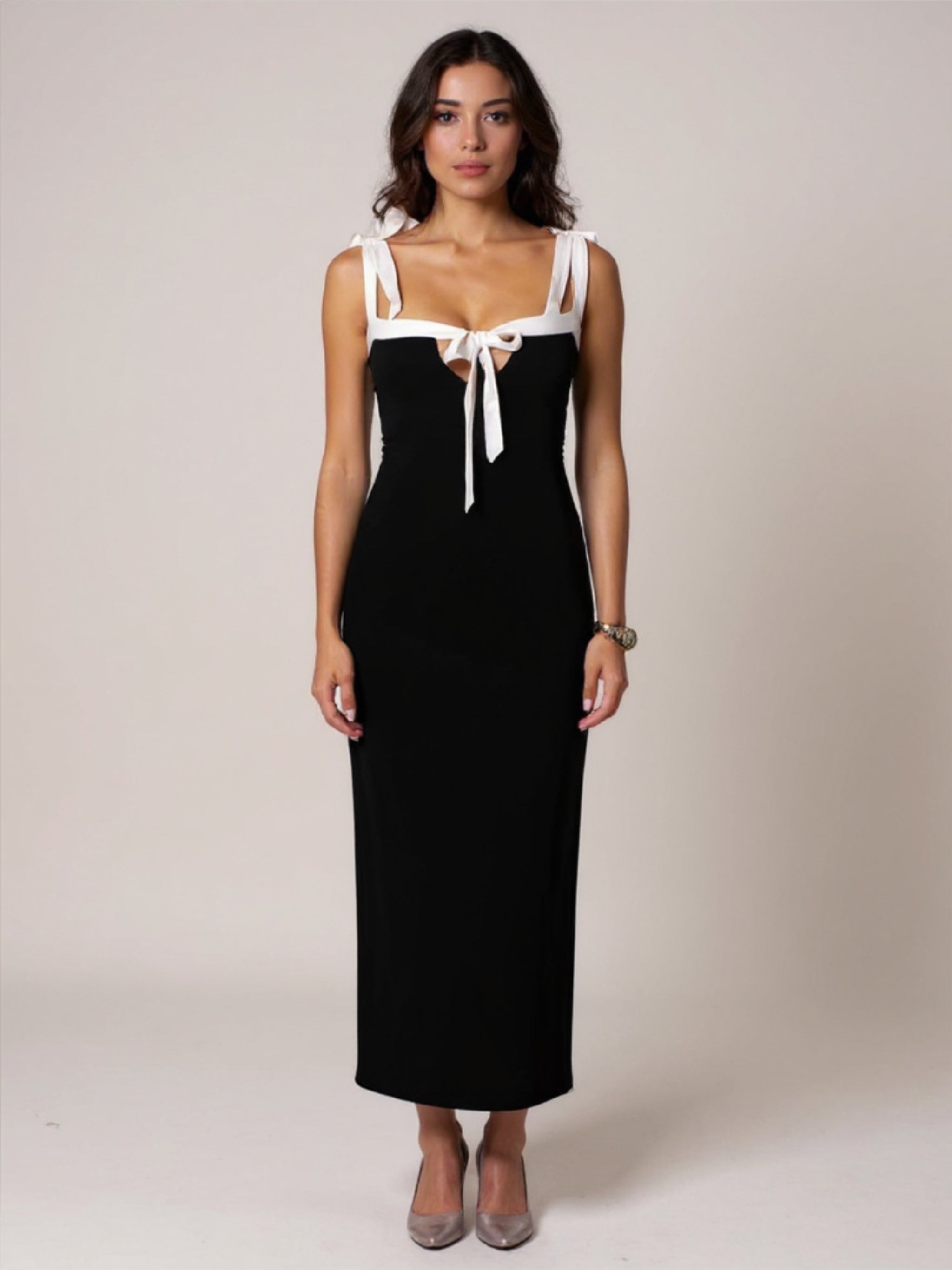 Maxi Dress with Bow Accents