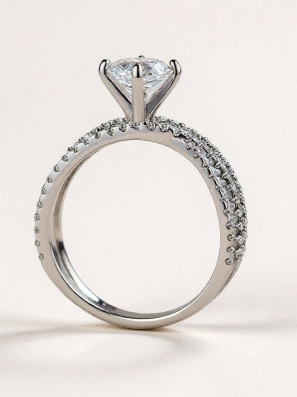 Modern Crisscross Ring Sterling Silver with 1-Carat Moissanite & CZ Accents