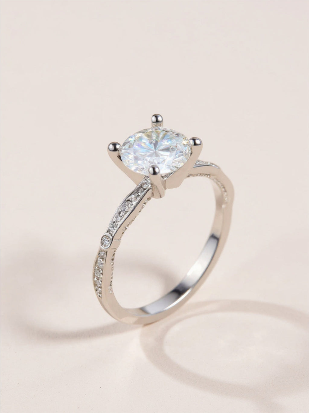 1.5 Carat Moissanite Sterling Silver Side Stone Ring