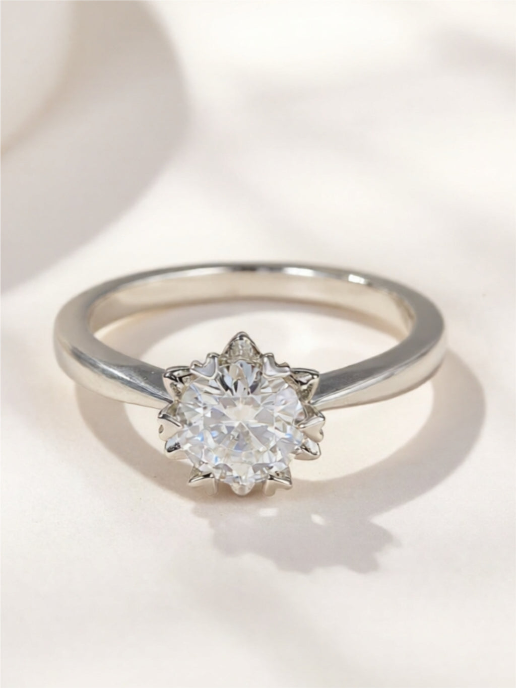925 Sterling Silver Solitaire Moissanite Ring