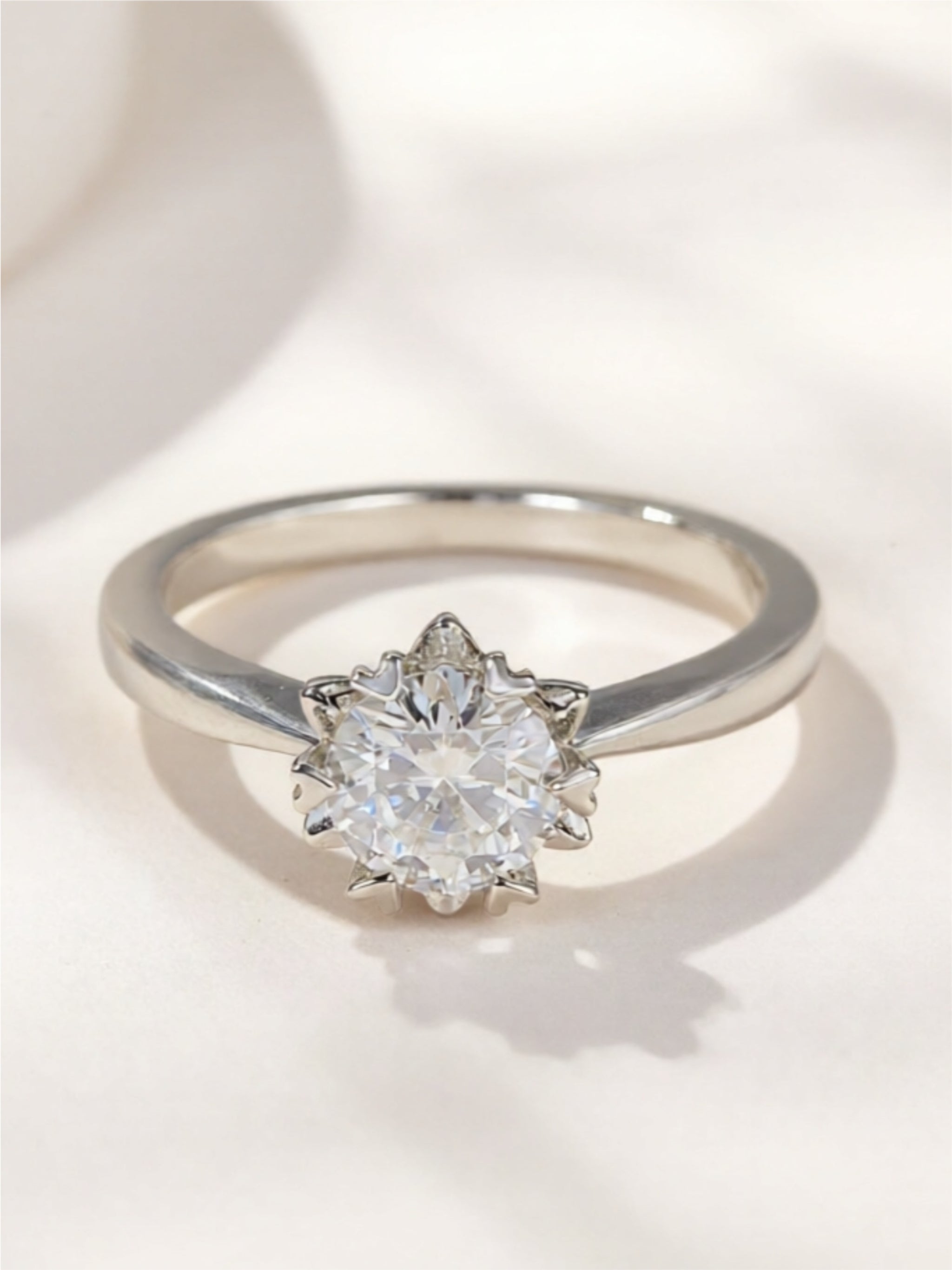 925 Sterling Silver Solitaire Moissanite Ring