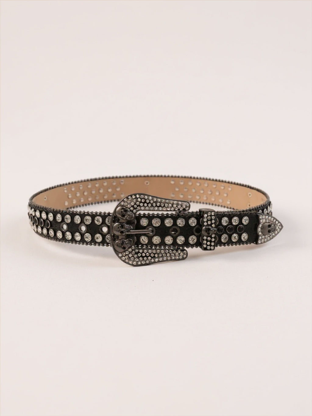Black Vegan Leather Skull Belt
