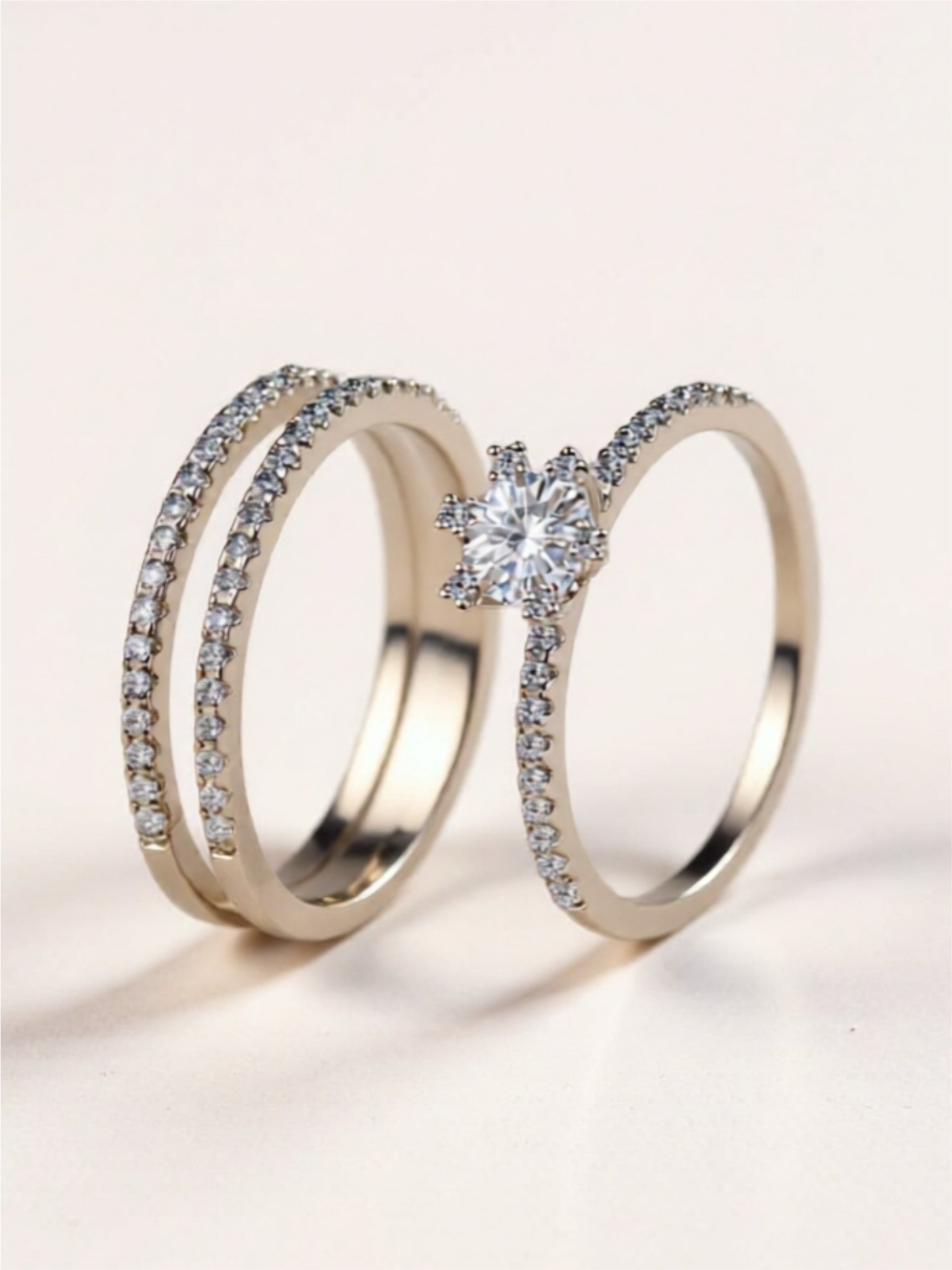 Moissanite 925 Sterling Silver Ring Set