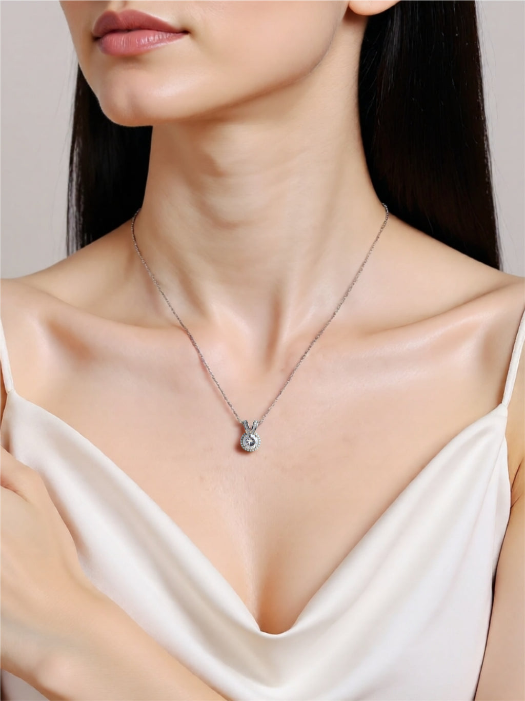 1 Carat Moissanite 925 Sterling Silver Pendant Necklace
