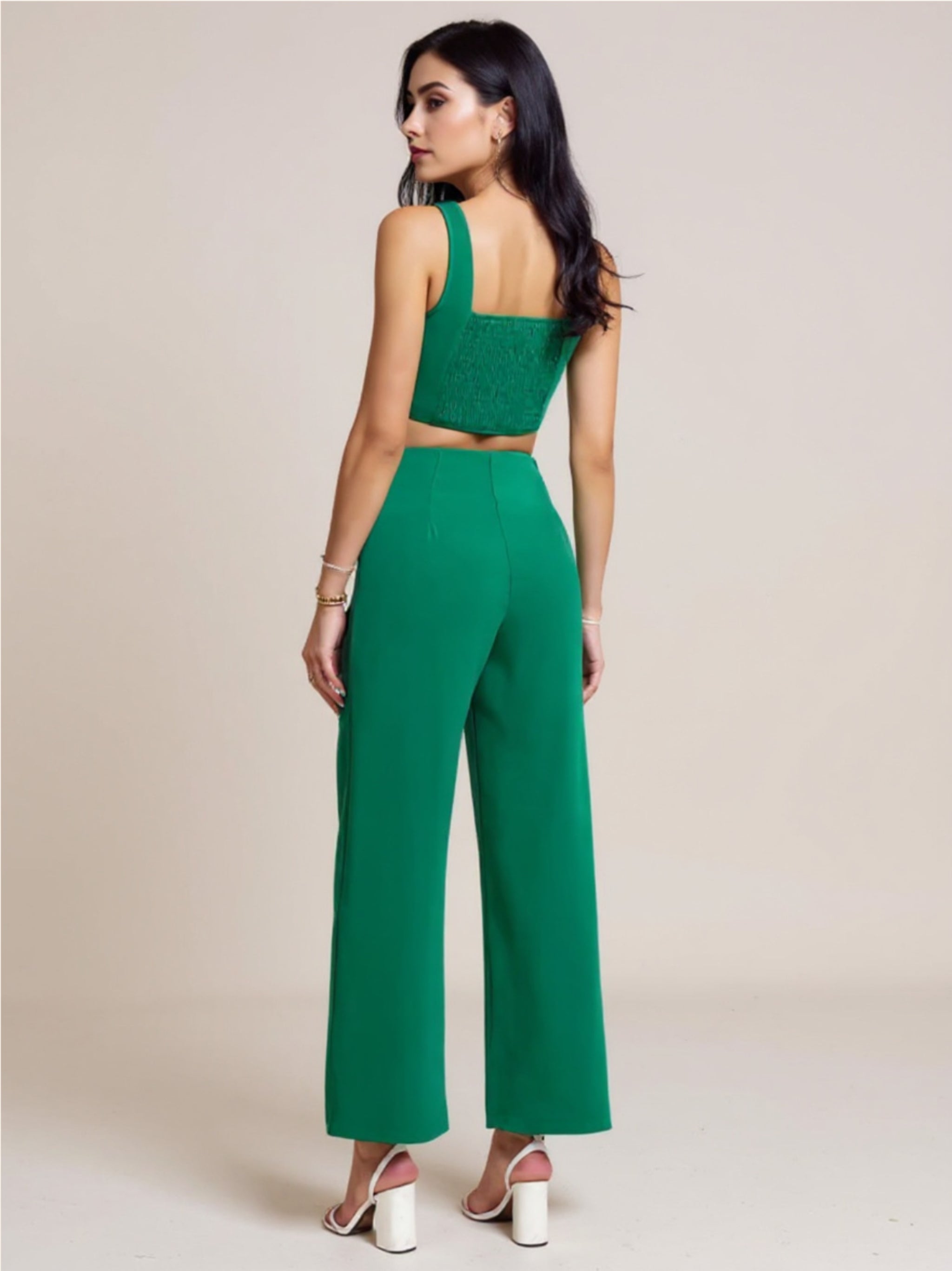 Green Square Neck Tank & Pants Set