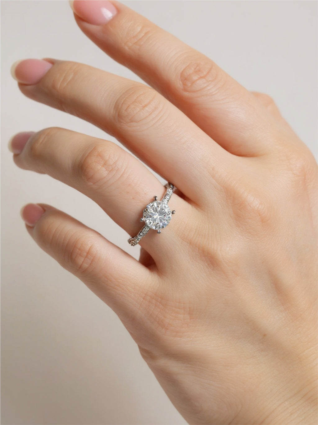 1.5 Carat Moissanite Sterling Silver Side Stone Ring