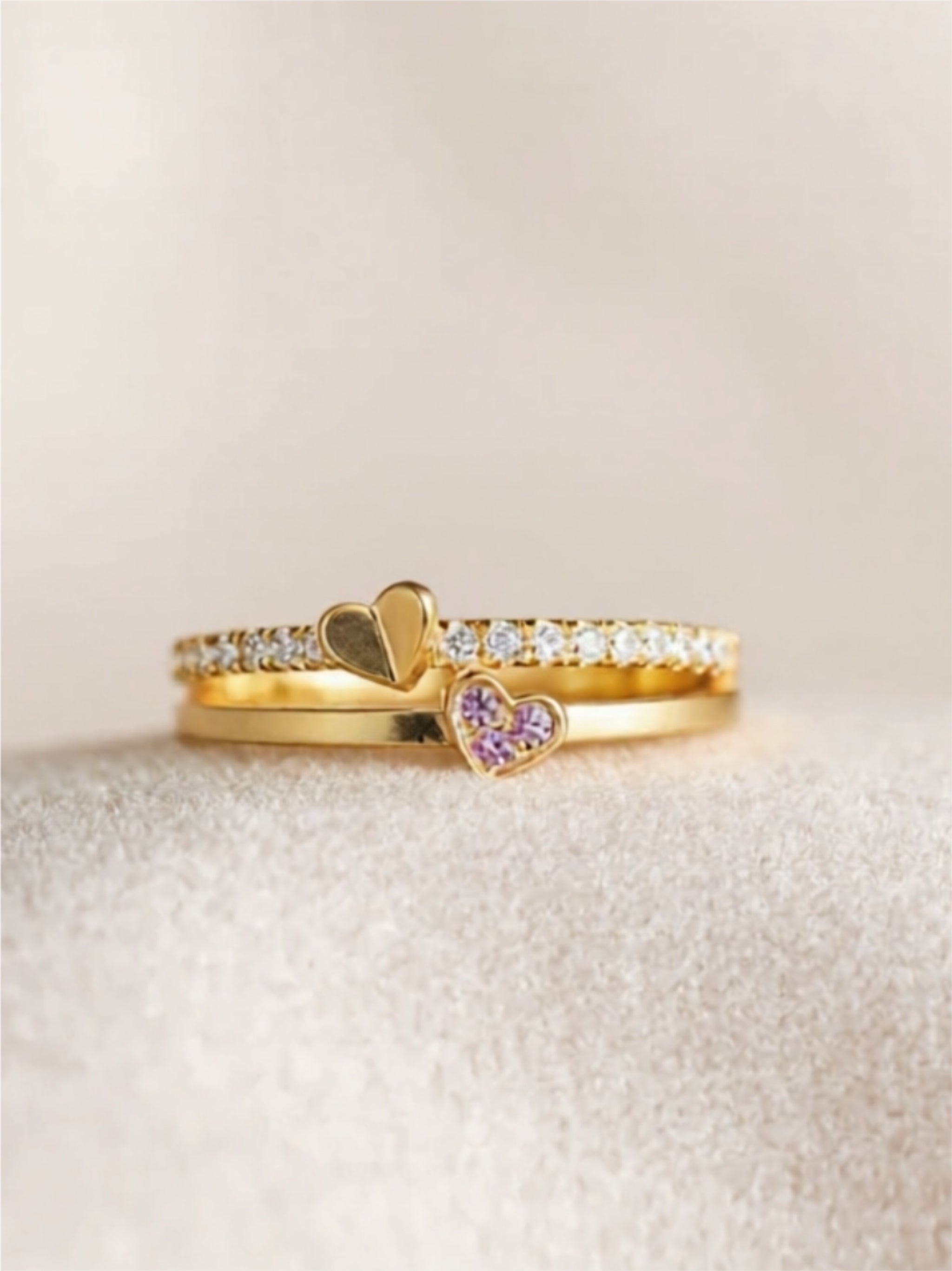 18K Gold-Plated 925 Sterling Silver Double-Layered Ring