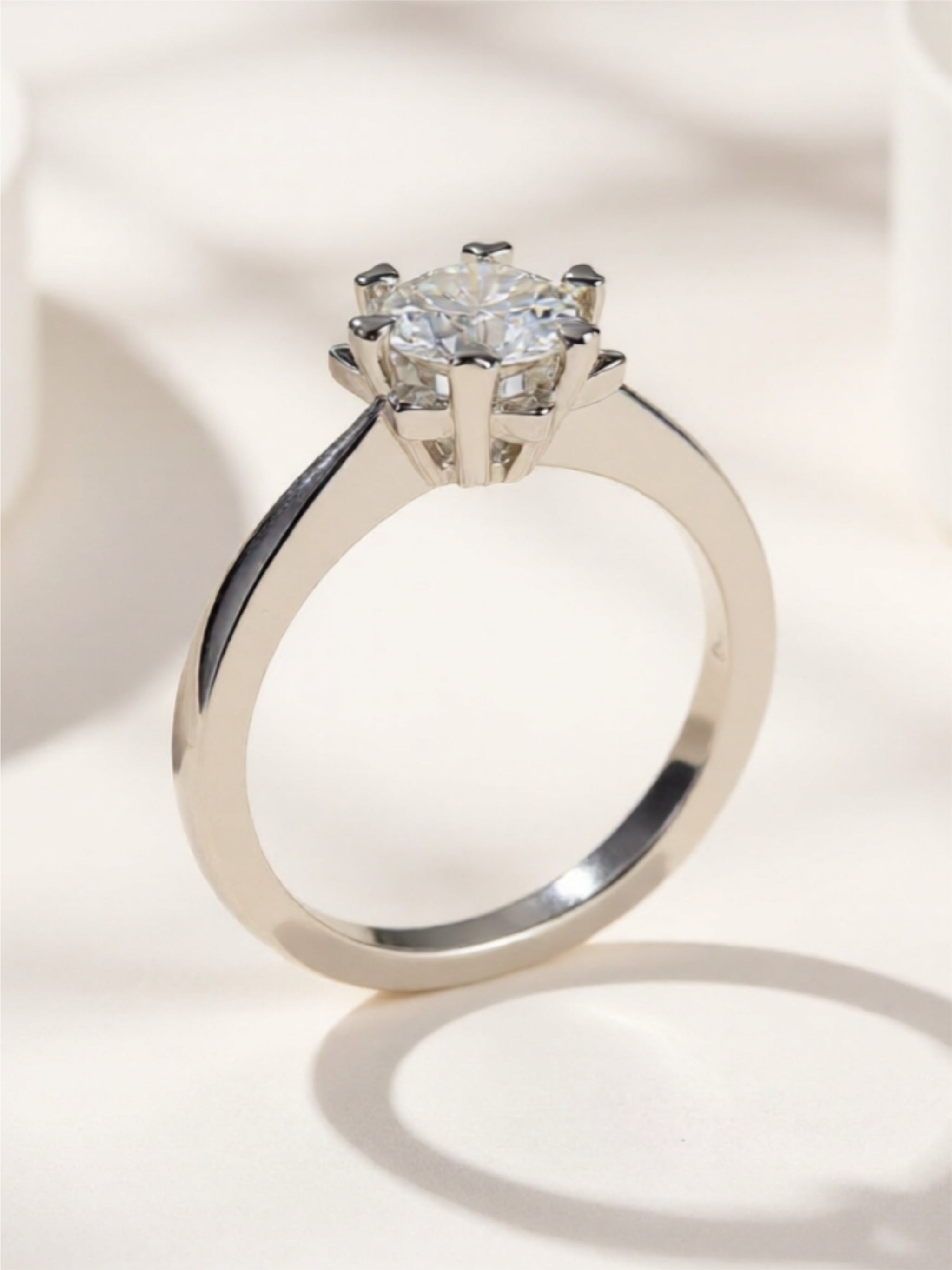 925 Sterling Silver Solitaire Moissanite Ring