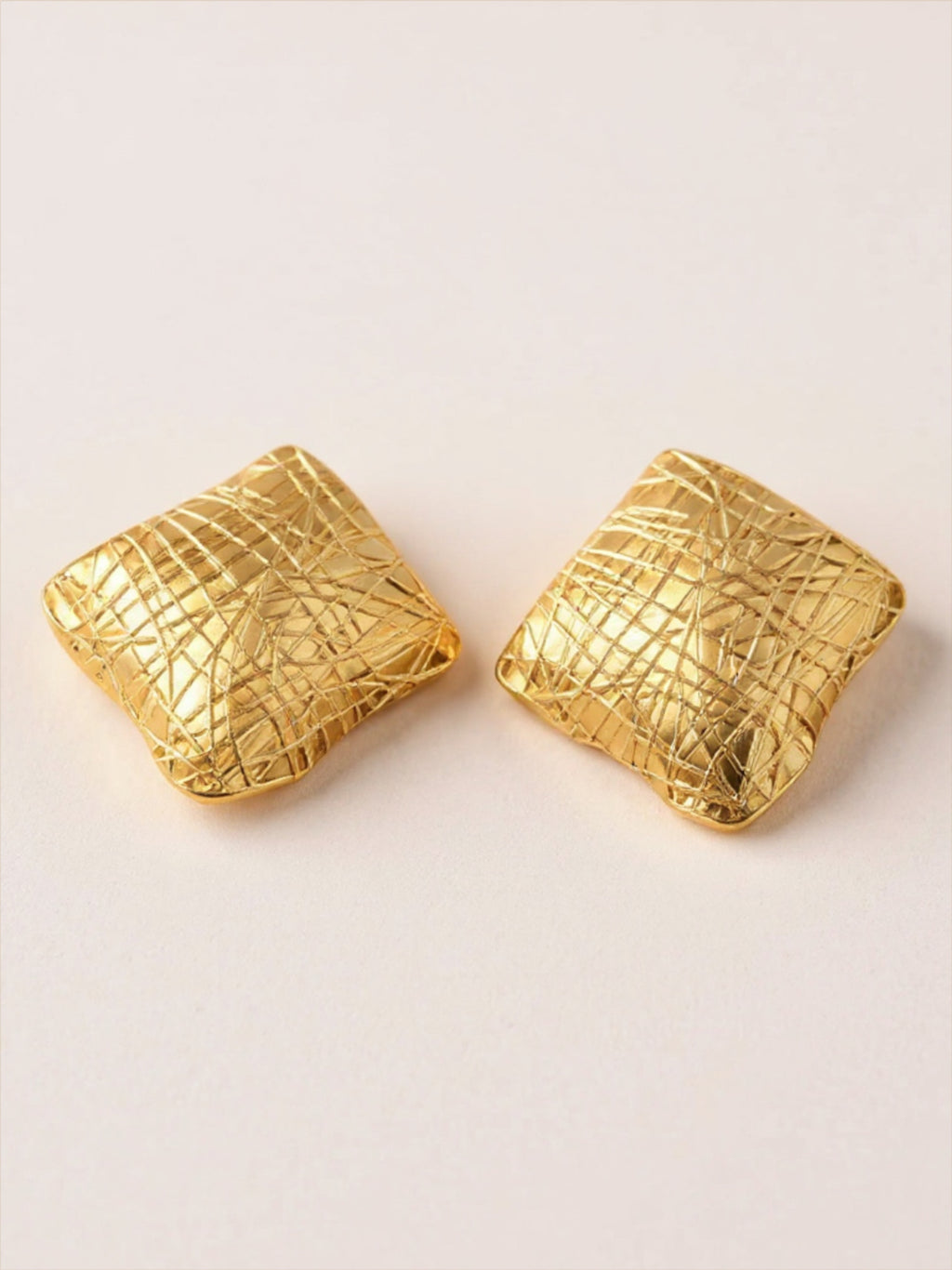 Textured Gold Titanium Steel Stud Earrings