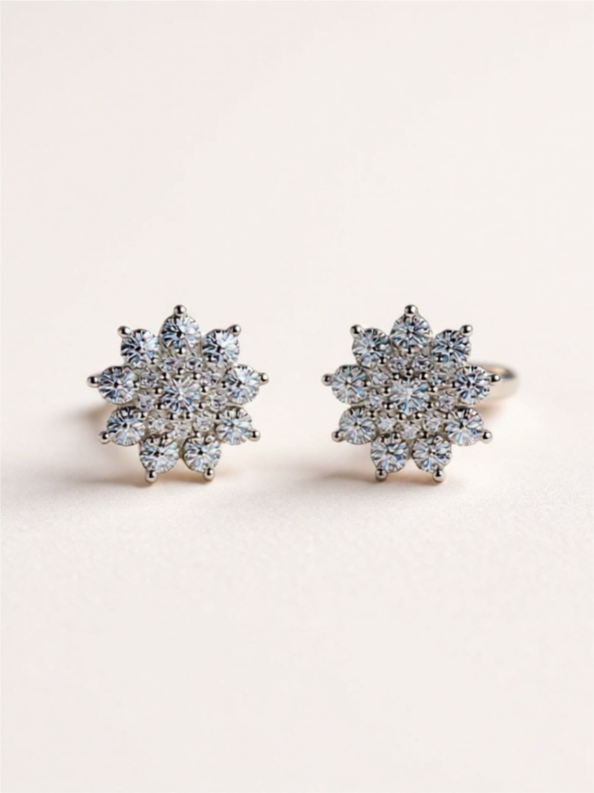loral Moissanite Stud Earrings in Sterling Silver & CZ Accents