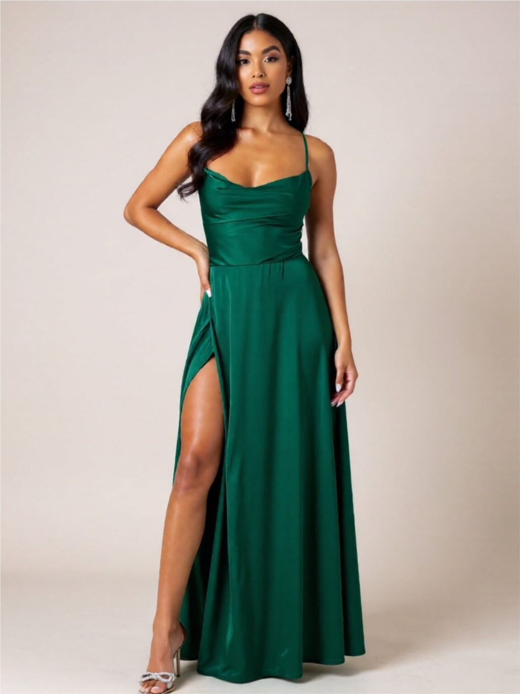 Sexy Spaghetti Strap Maxi Dress – High Slit Evening Gown