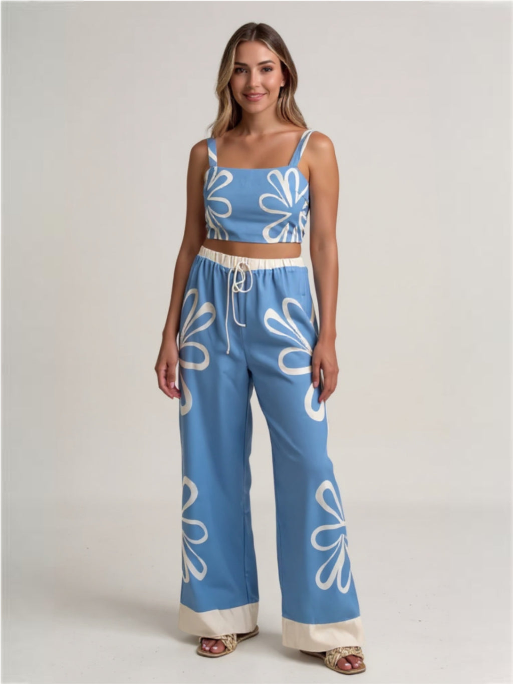 Smocked Square Neck Cami & Pants Set