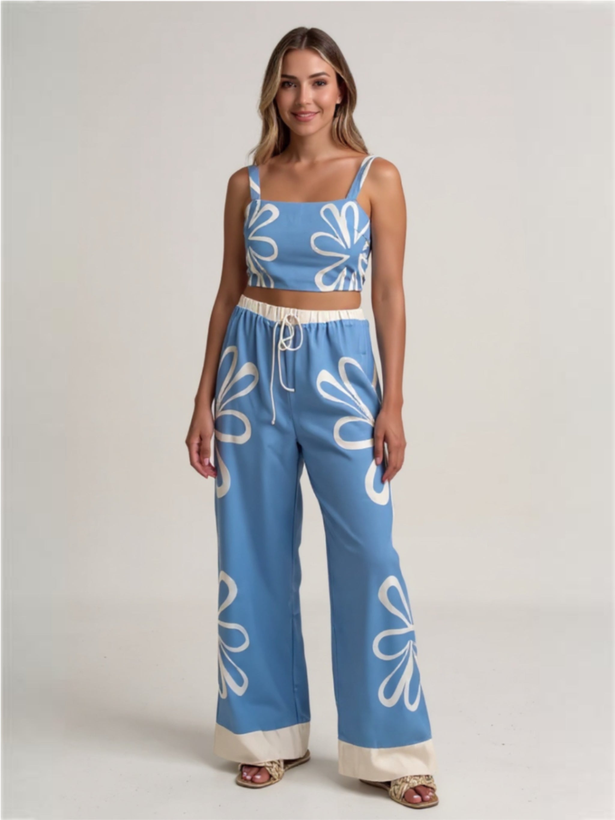 Smocked Square Neck Cami & Pants Set