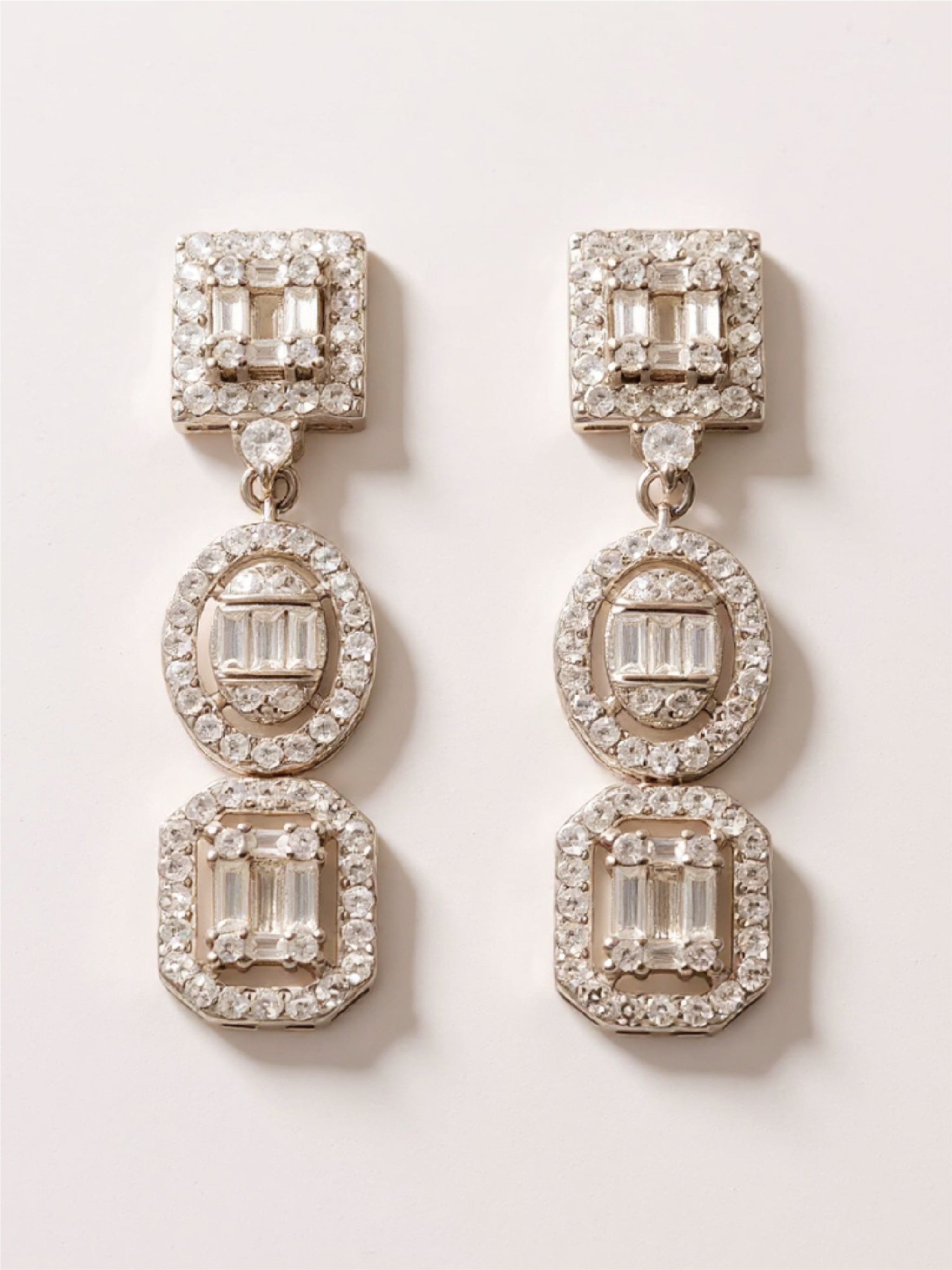 925 Sterling Silver Inlaid CZ Earrings