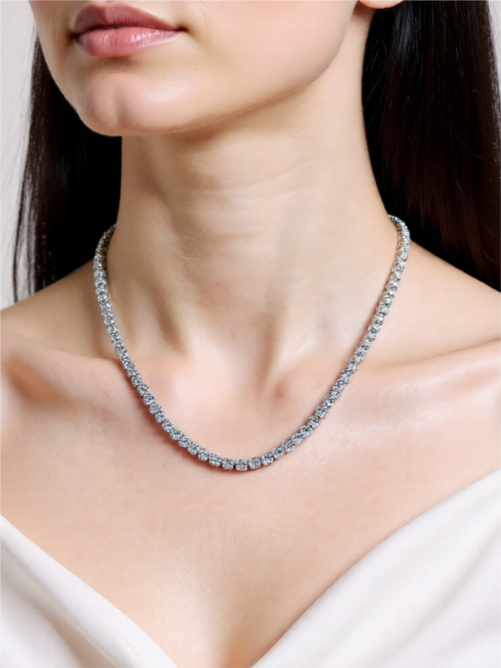 Moissanite 925 Sterling Silver Tennis Necklace