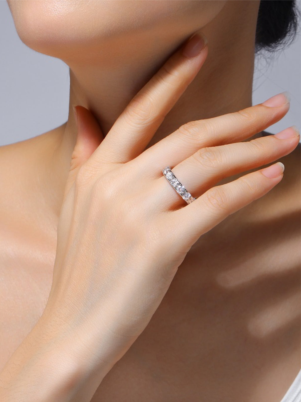 Moissanite Eternity Band – Full Round‑Cut Sparkle Ring in S925 Sterling Silver