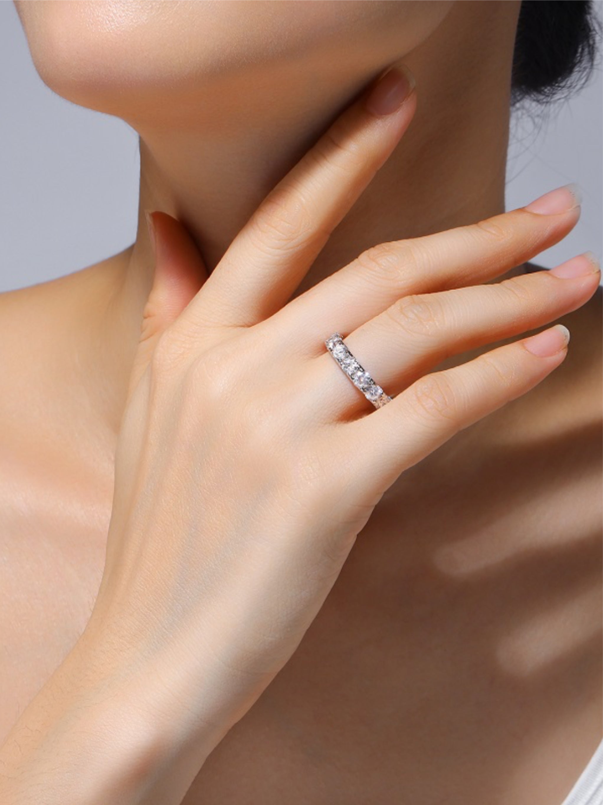Moissanite Eternity Band – Full Round‑Cut Sparkle Ring in S925 Sterling Silver