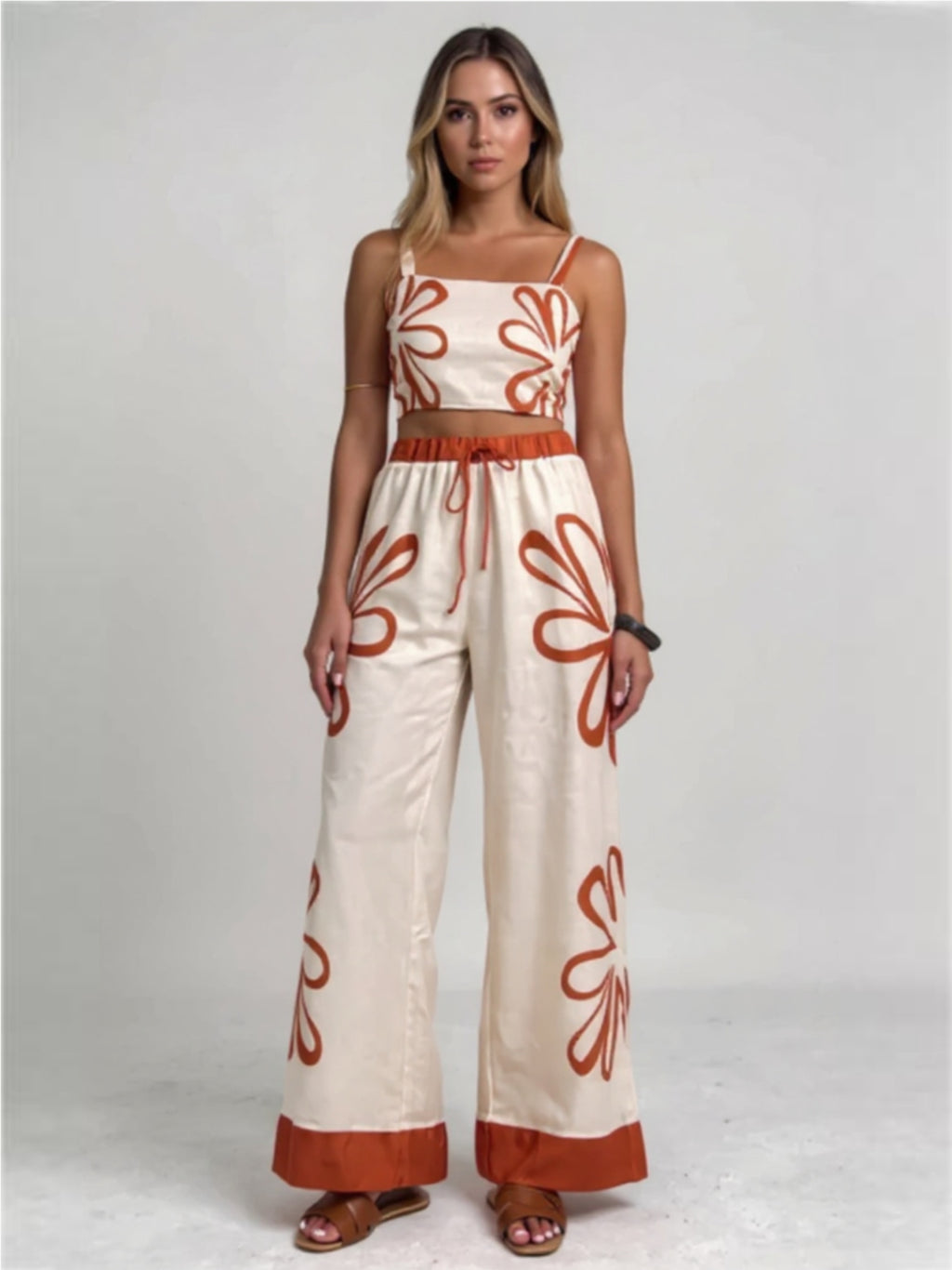 Smocked Square Neck Cami & Pants Set