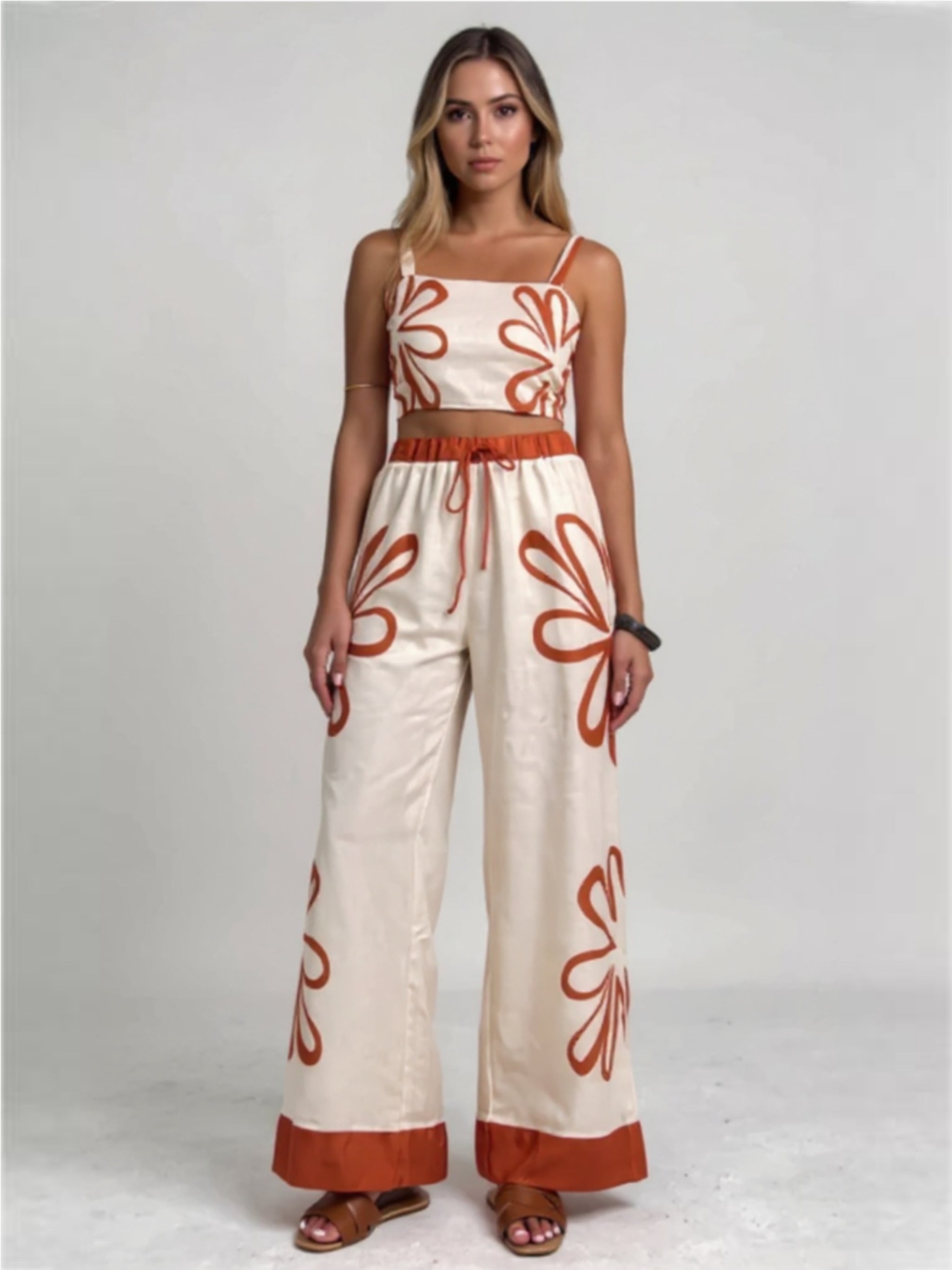 Smocked Square Neck Cami & Pants Set