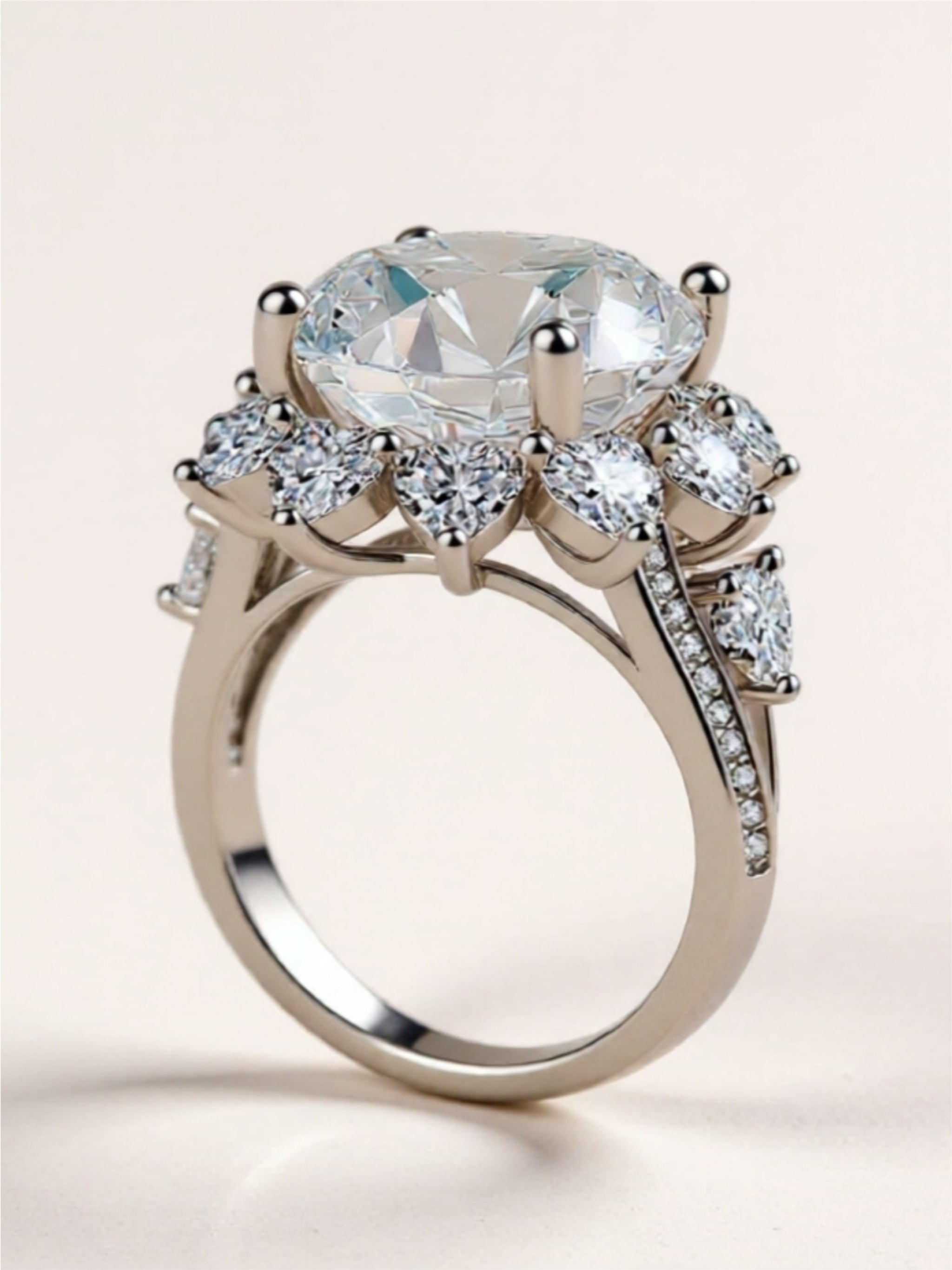 10 Carat Moissanite Flower 925 Sterling Silver Ring