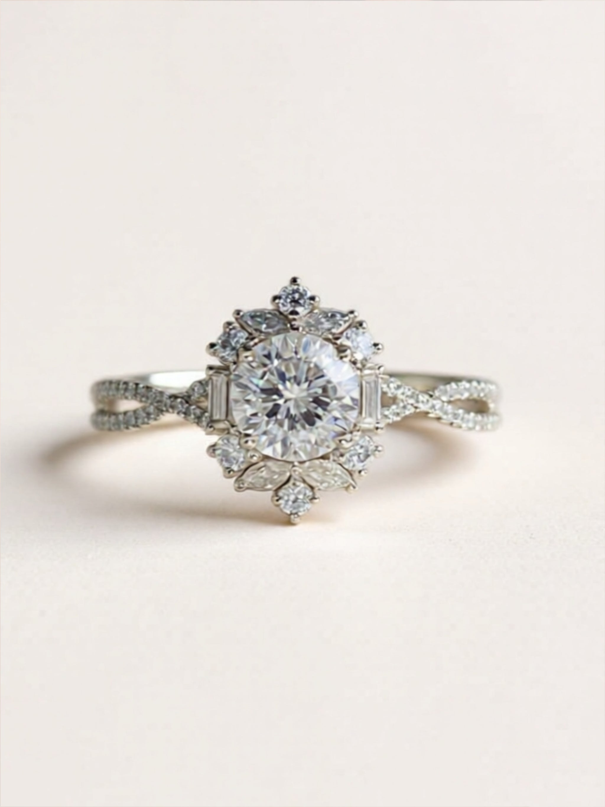 2 Carat Moissanite Crisscross 925 Sterling Silver Ring