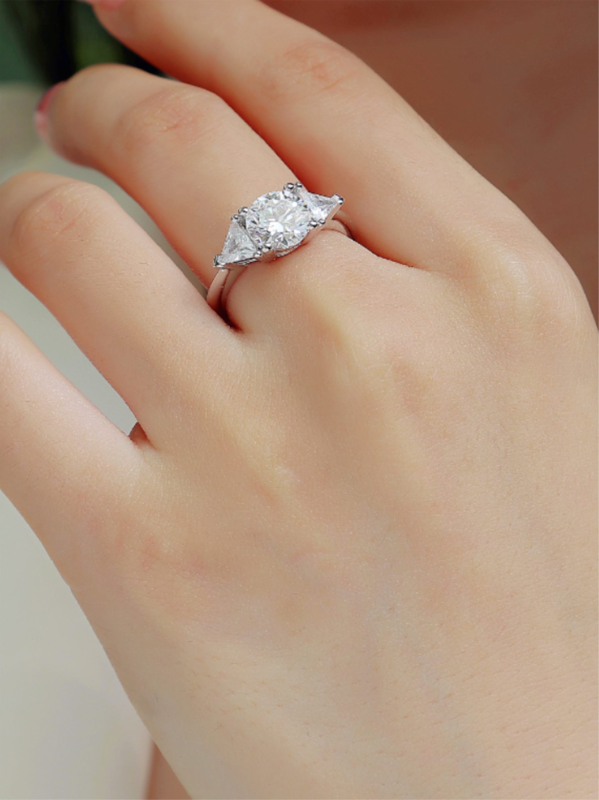 2 Carat Three‑Stone Moissanite Engagement Ring