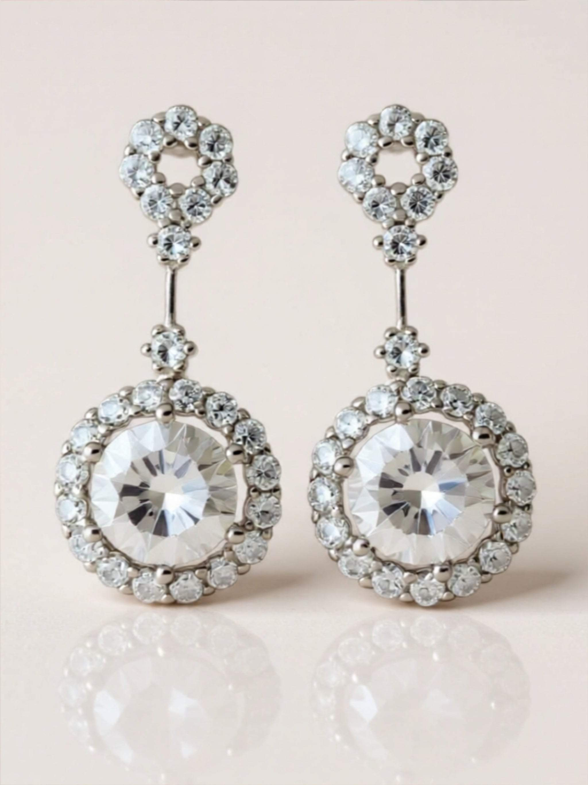 4 Carat Crystal Drop Dangle 925 Sterling Silver Earrings