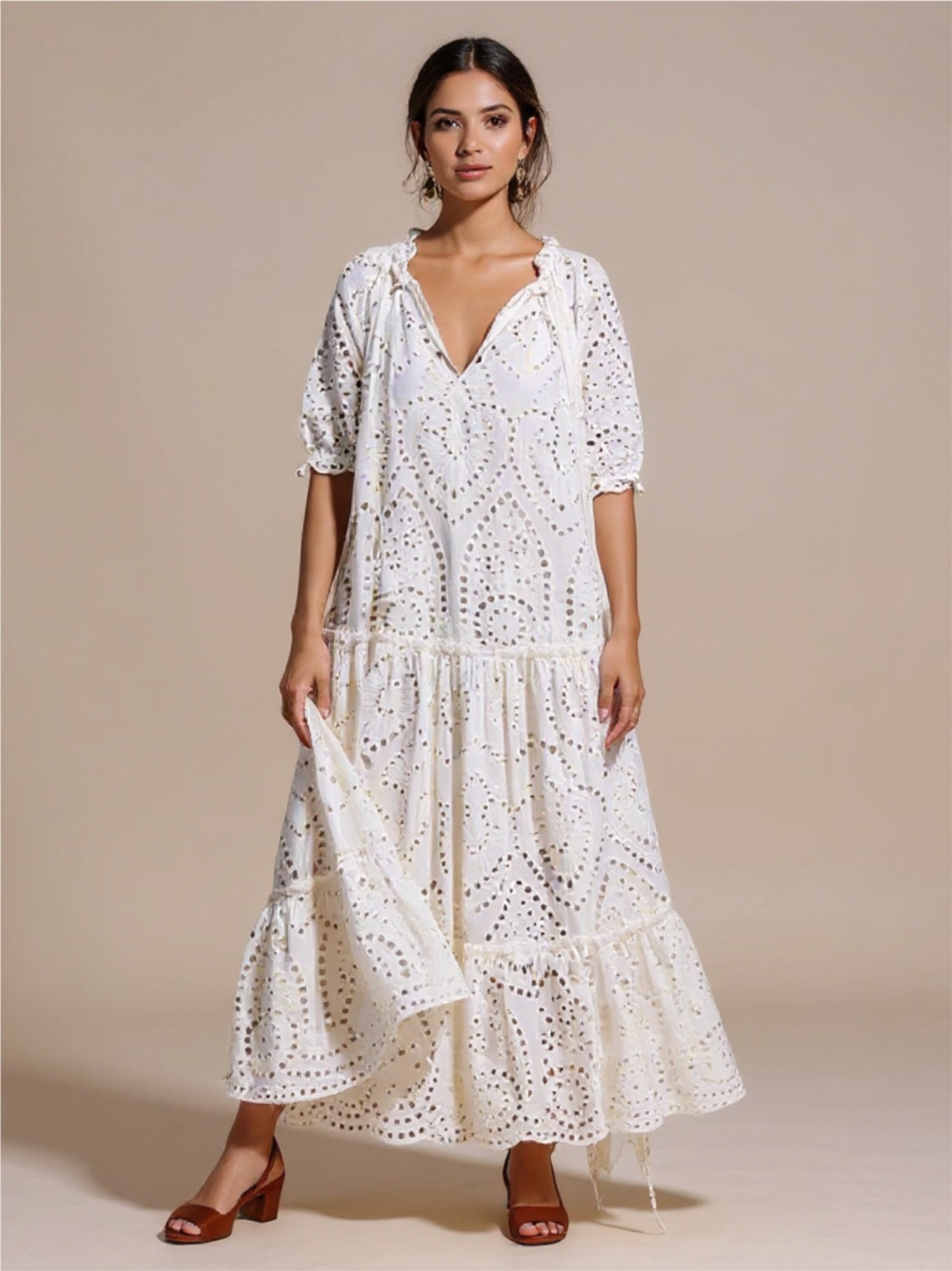 Ivory Layered Lace Dress