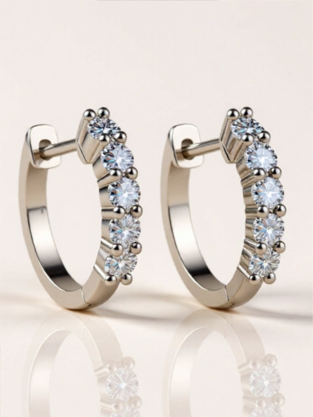 1 Carat Moissanite 925 Sterling Silver Hoop Earrings