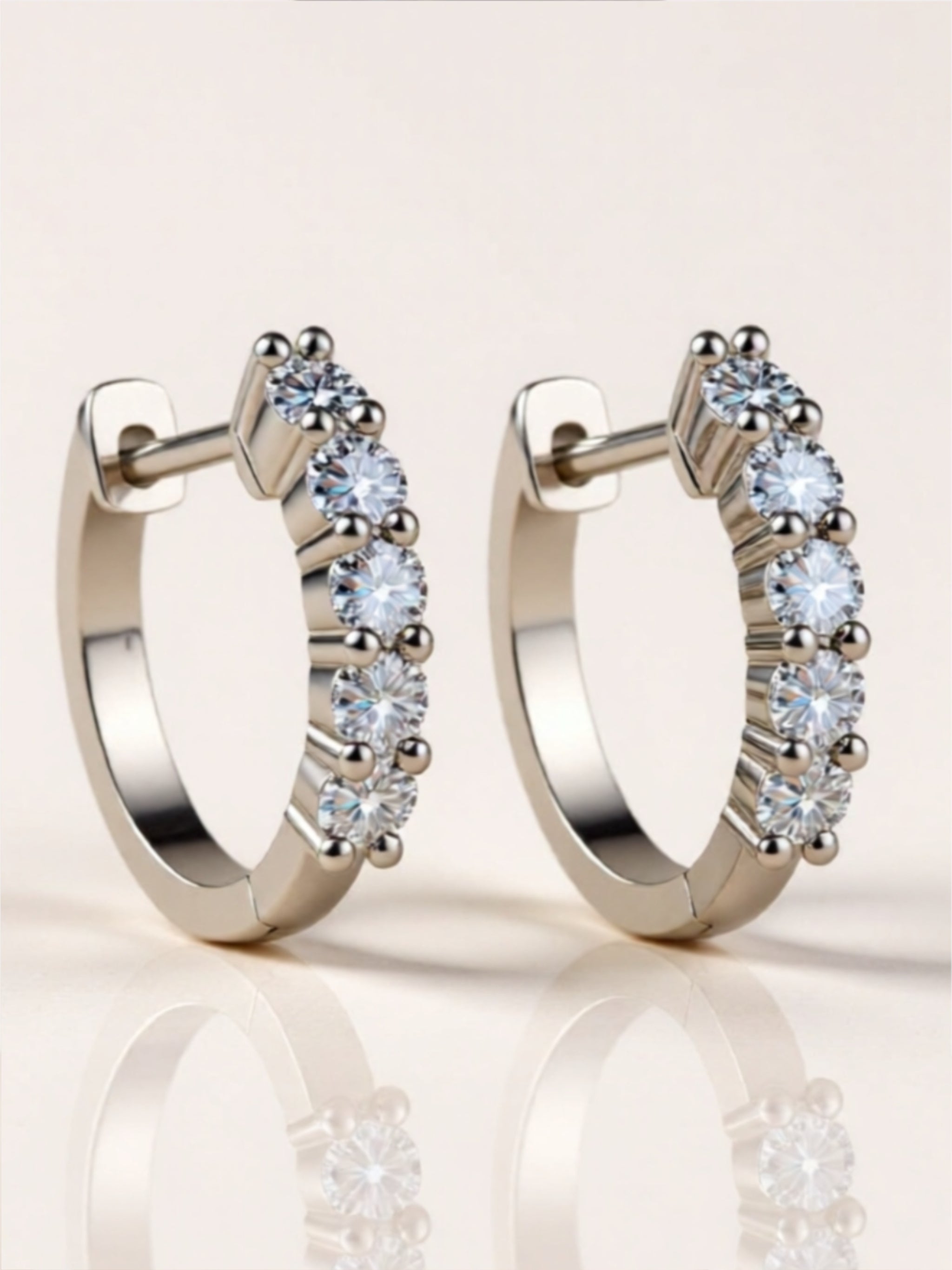 1 Carat Moissanite 925 Sterling Silver Hoop Earrings
