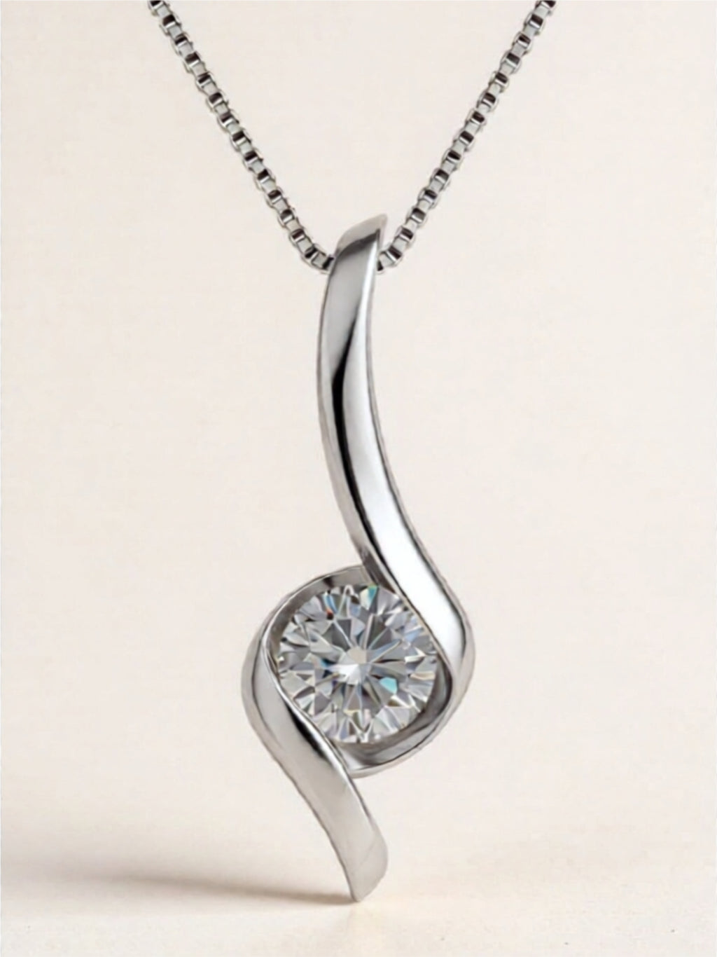 1 Carat Moissanite 925 Sterling Silver Necklace