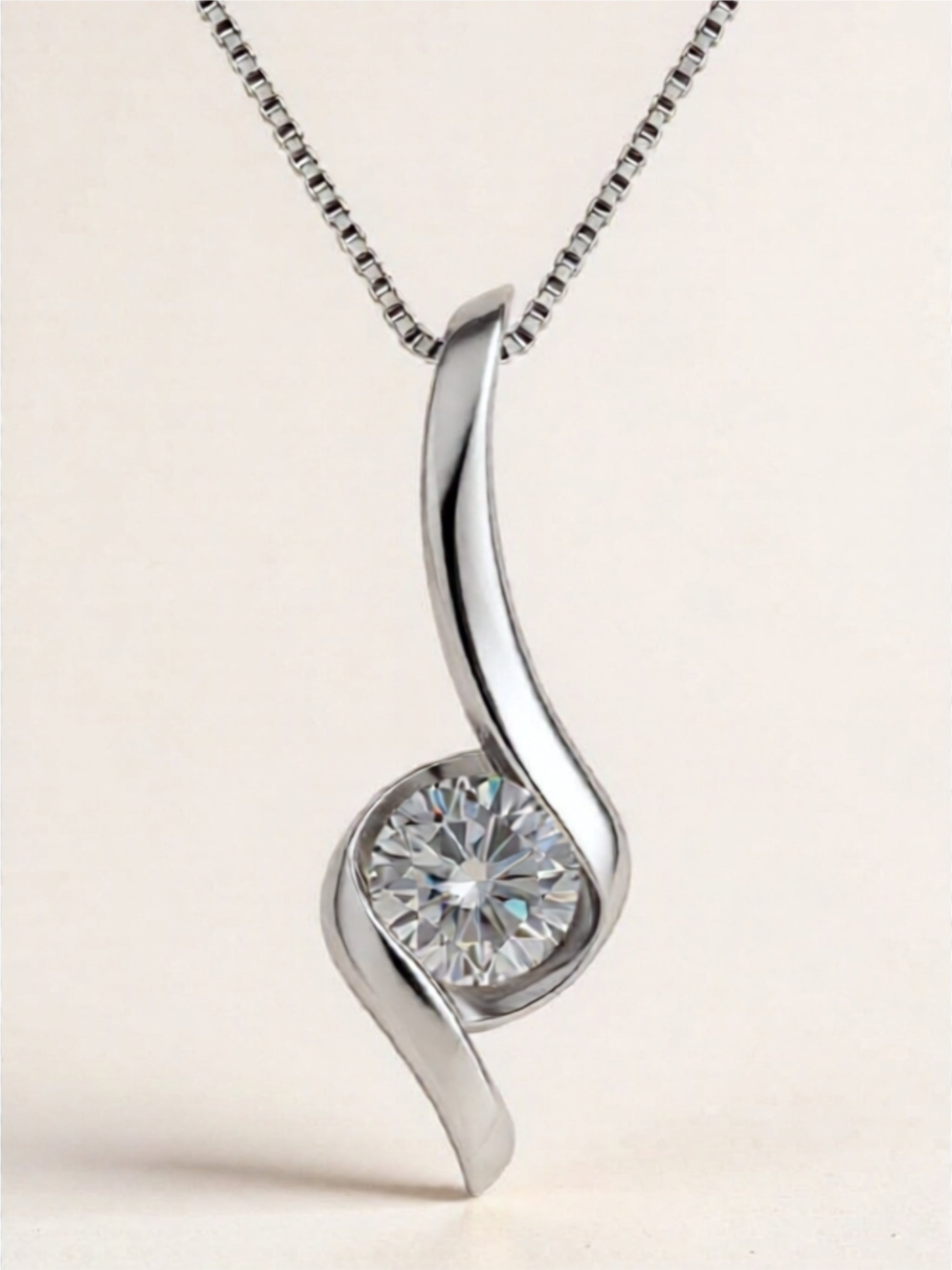 1 Carat Moissanite 925 Sterling Silver Necklace