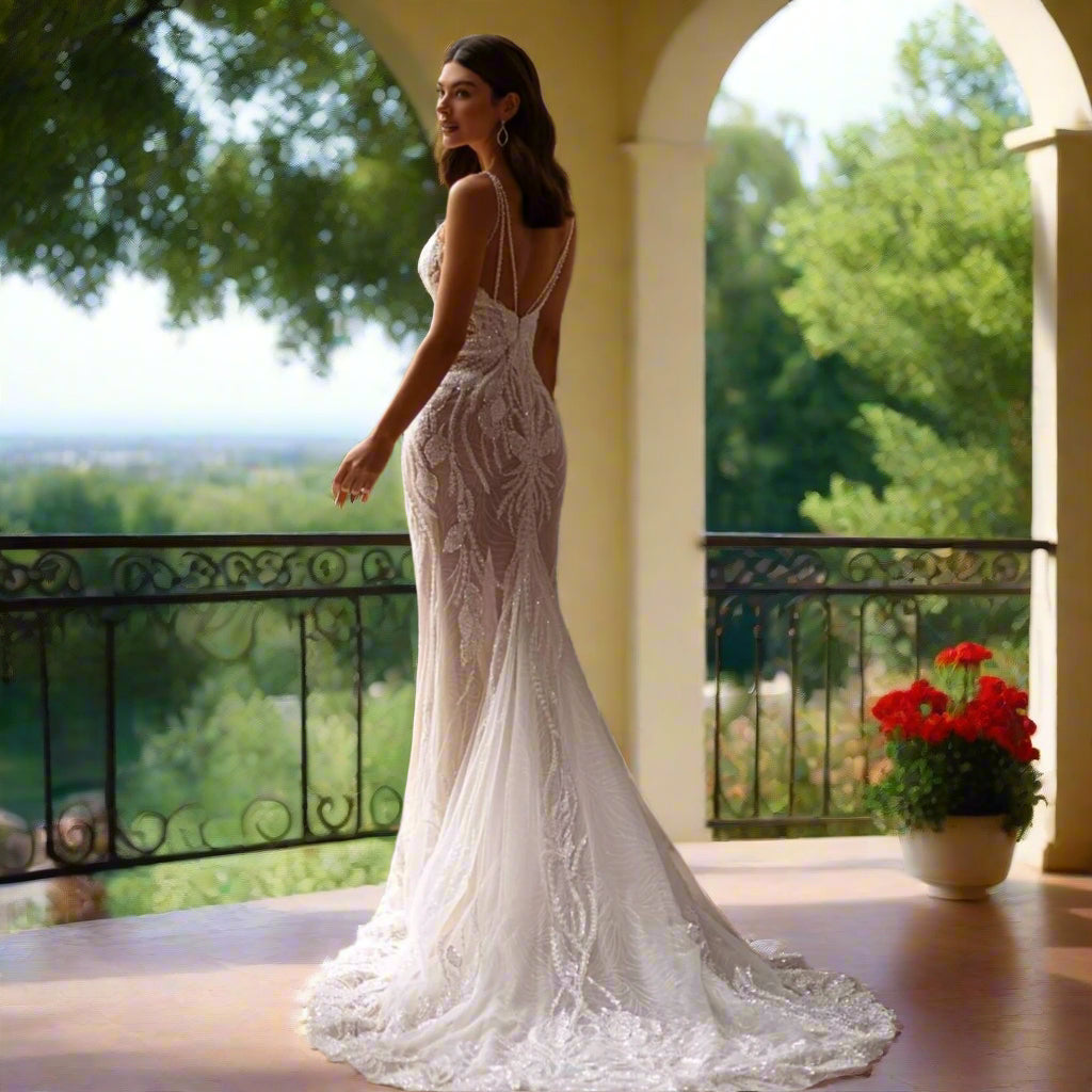 Mermaid Wedding Dress with Embroidered Lace
