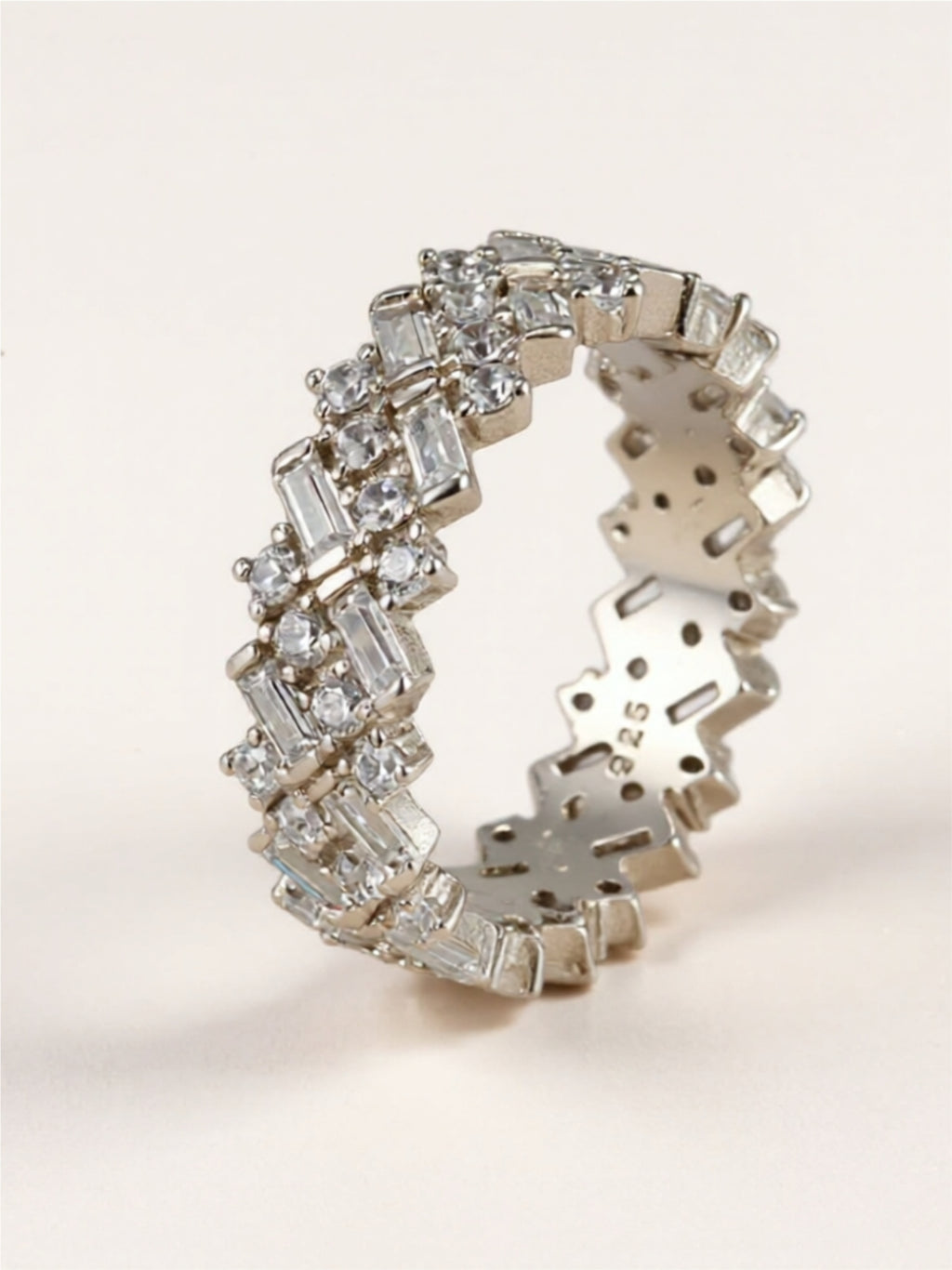 925 Sterling Silver Eternity Band Ring with Zircon Stones – Elegant Statement Jewelry