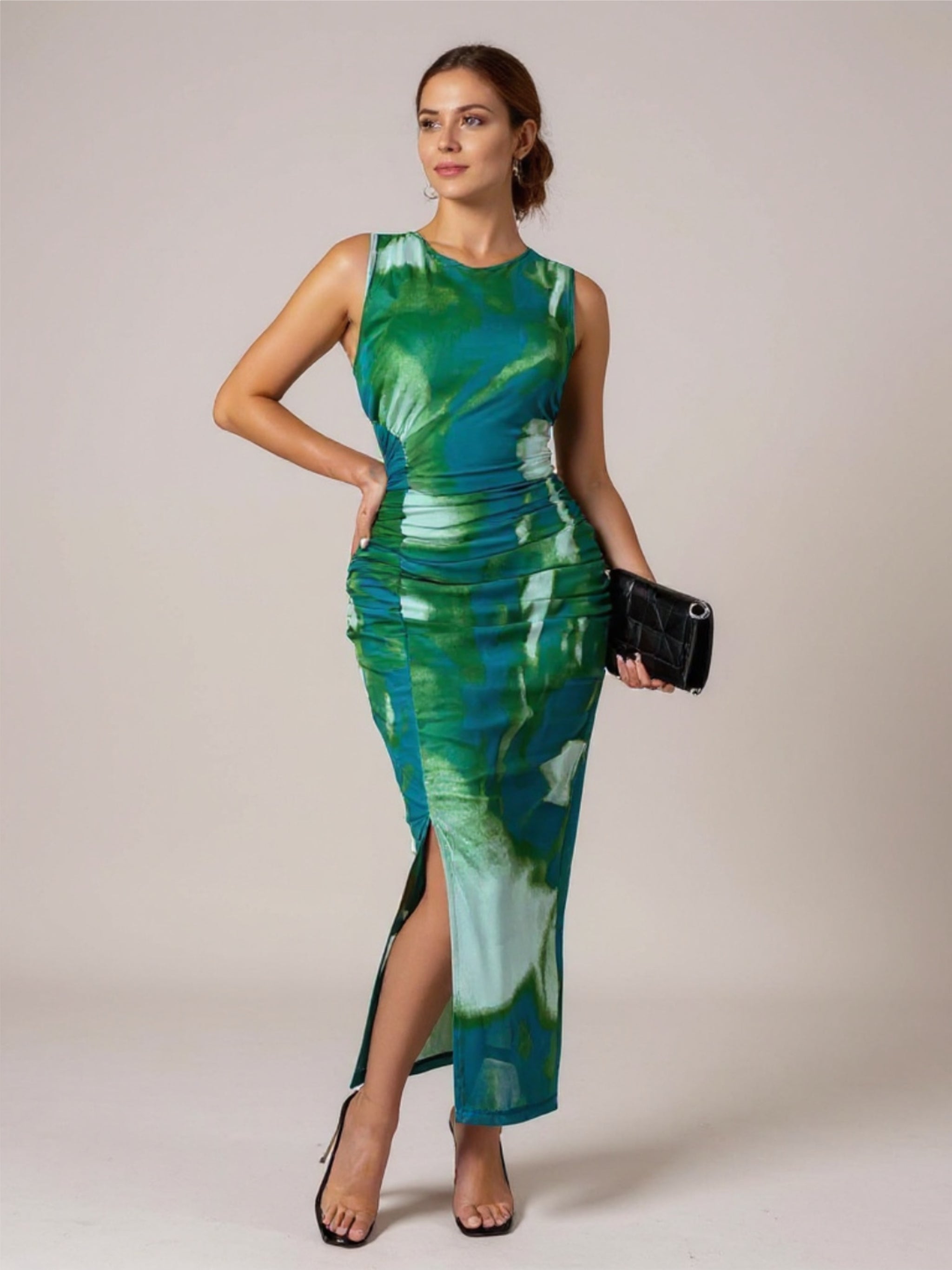 Slit Round Neck Midi Tank Dress
