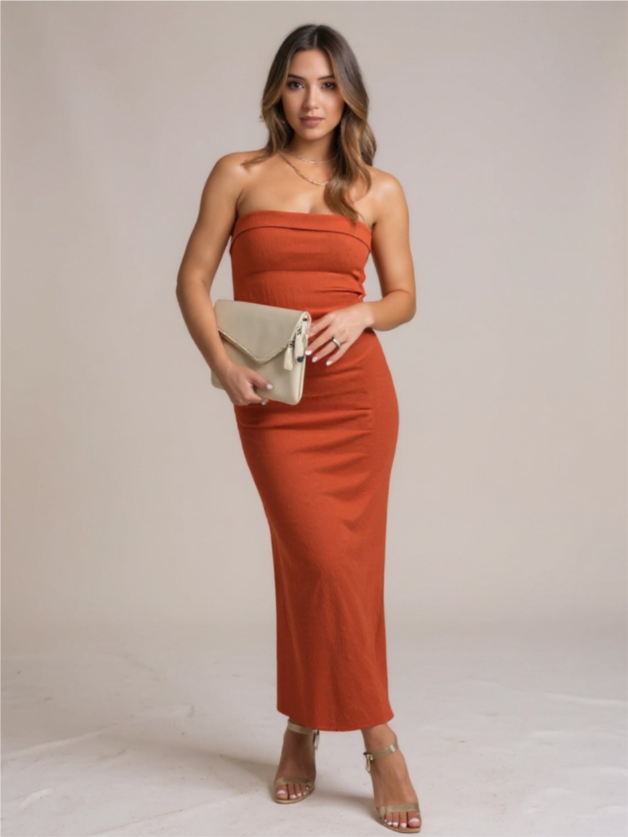 Strapless Bodycon Midi Dress