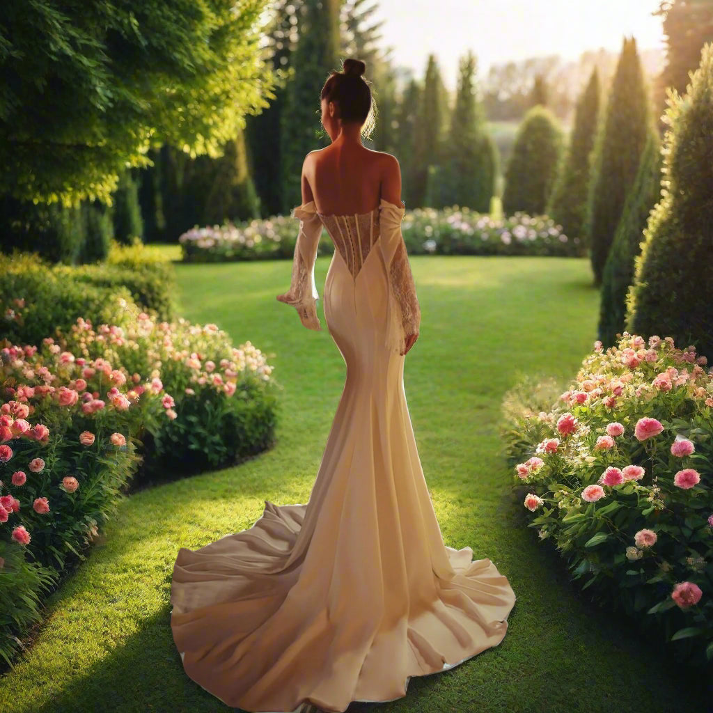 Off The Shoulder Lace Wedding Dress