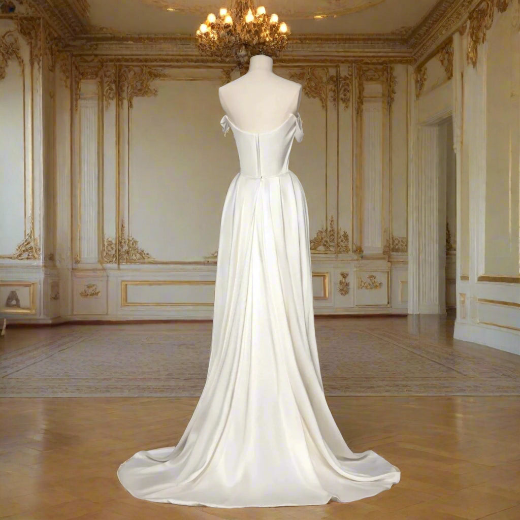 Satin Off Shoulder Bridal Dress