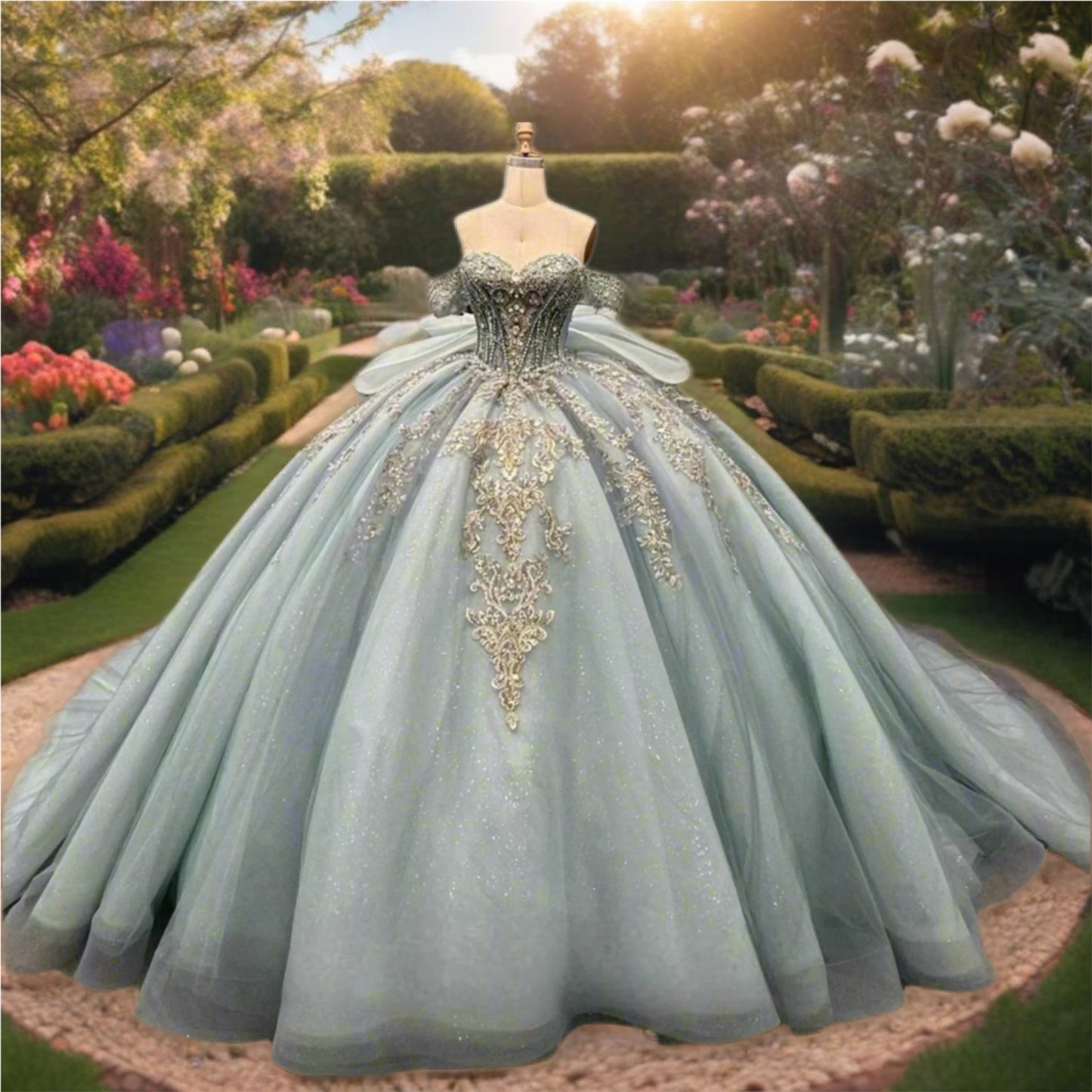 Off the Shoulder Glitter Quinceanera Dress