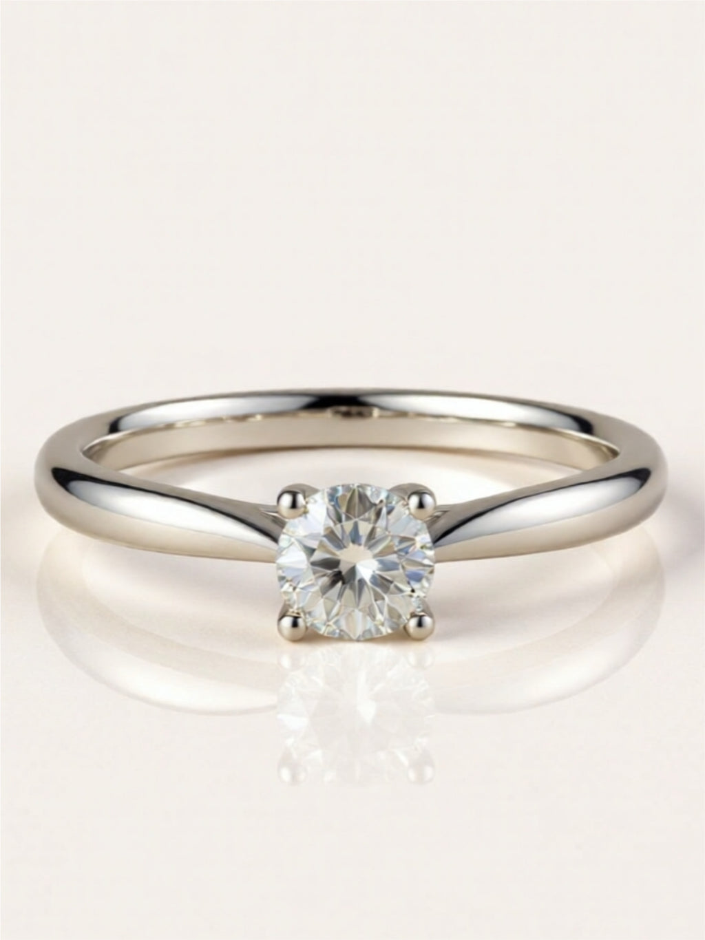 Minimalist Moissanite Solitaire Ring – Platinum-Plated 925 Sterling Silver