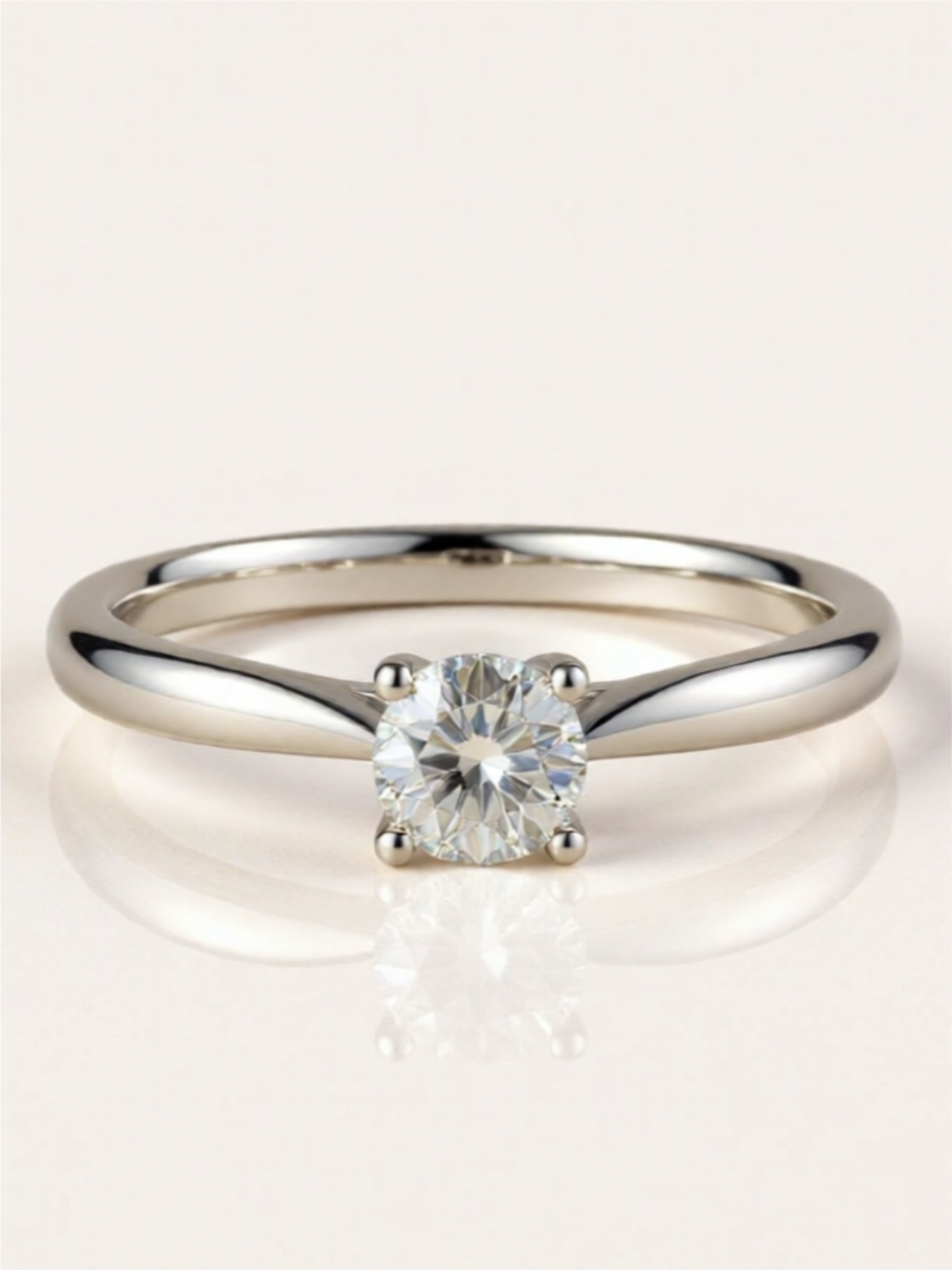 Minimalist Moissanite Solitaire Ring – Platinum-Plated 925 Sterling Silver