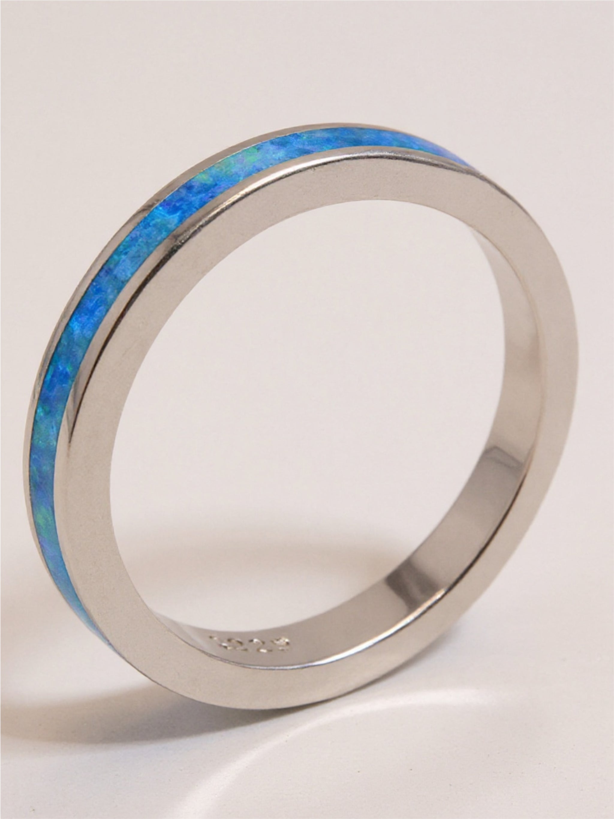 925 Sterling Silver Blue Opal Ring