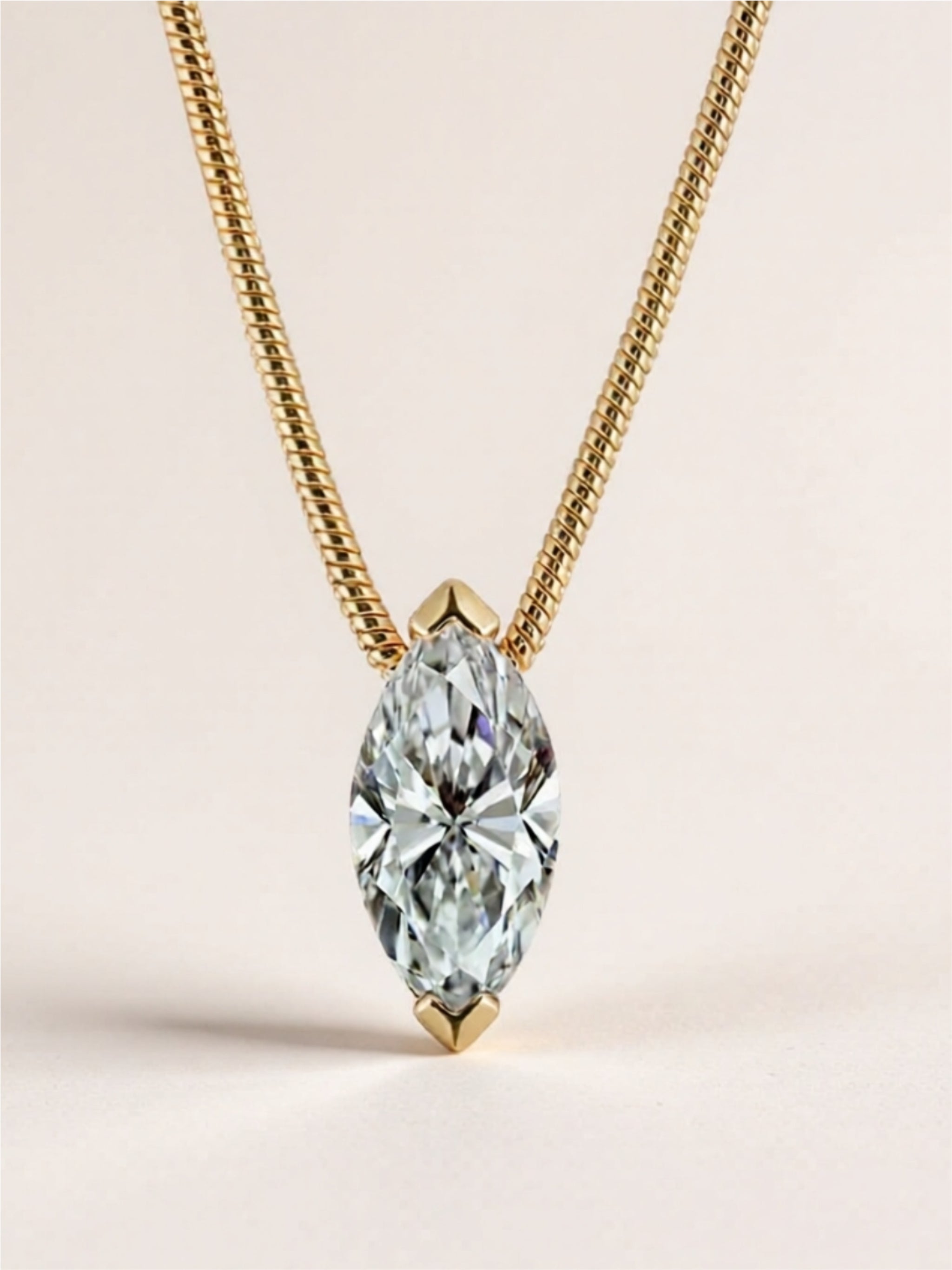 1 Carat Moissanite Gold Vermeil Marquise Necklace