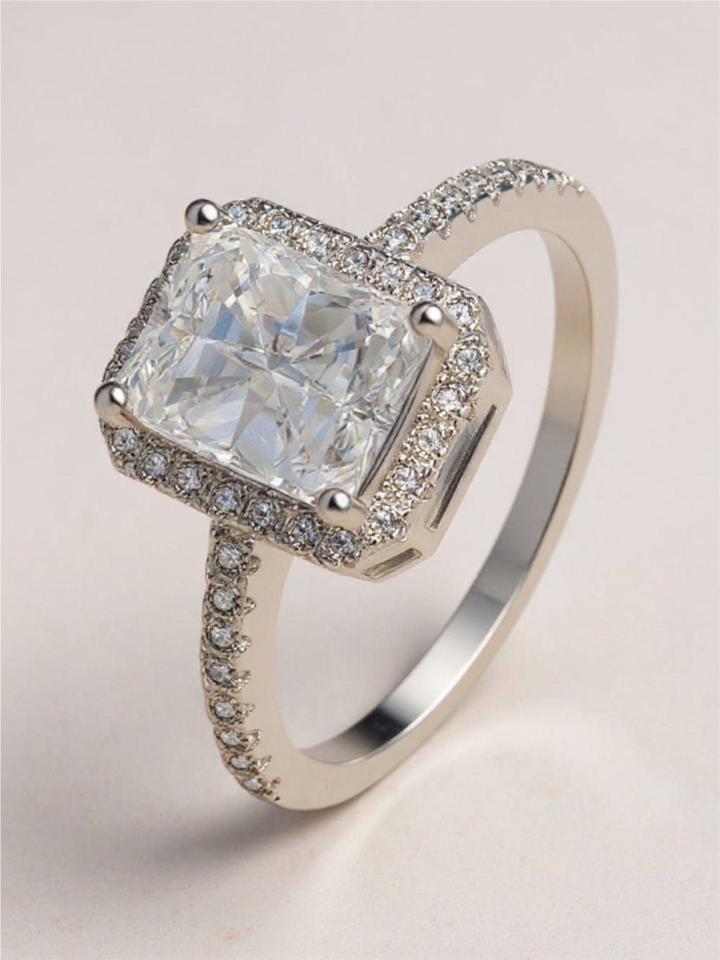 2 Carat Moissanite 925 Sterling Silver Halo Ring